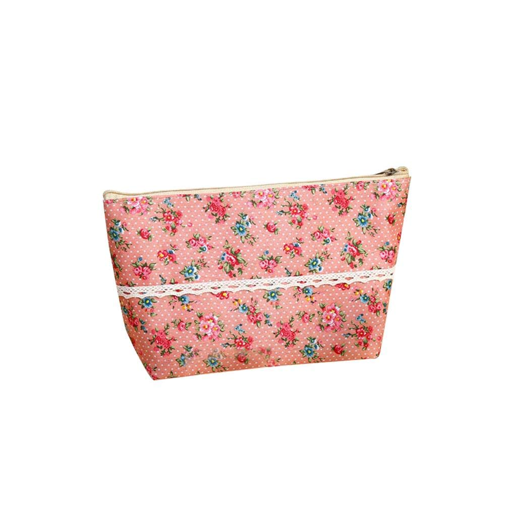 Aovie Floral Lace Zipper Travel Toiletry Bag - Waterproof Cosmetic Organizer Pouch for Makeup, Jewelry & Coins - Perfect for Women's Travel, Gym & Daily Use