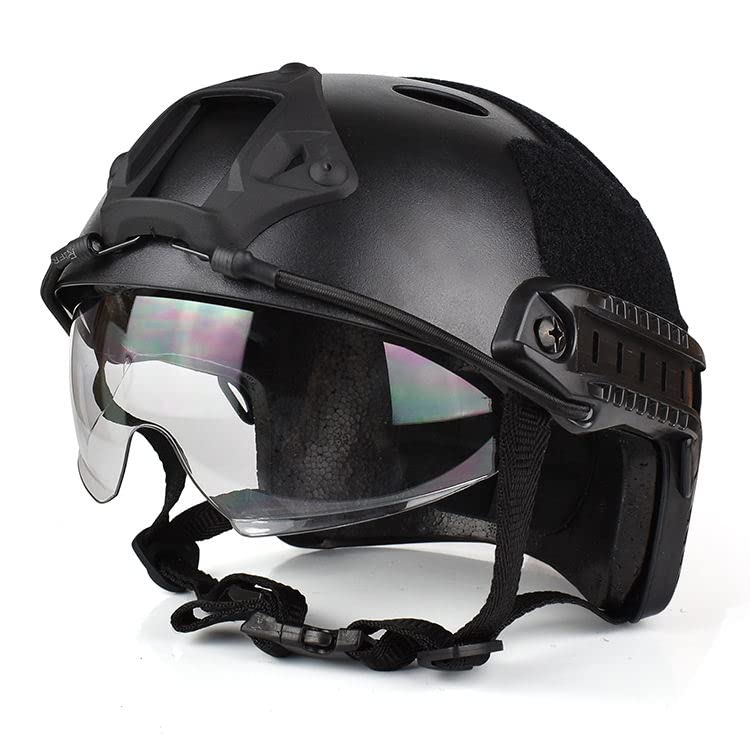 Tactical Airsoft Helmet - Fast PJ Style with Goggles, NVG Mount & Side Rails for Airsoft, Paintball, Outdoor Combat & Military Simulation Games | Perfect for CQB, Field Battles & Tactical Training