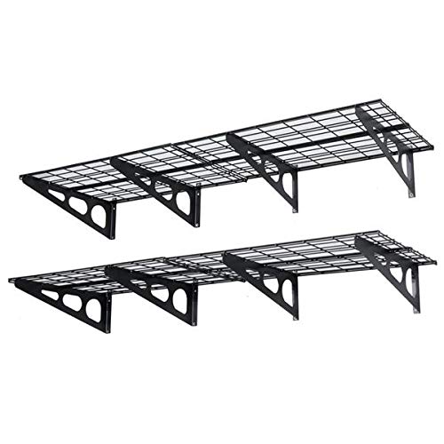 2PCS 2x6ft Heavy Duty Garage Shelving Units (182.8x60.9x10.2cm) - 500lbs Capacity Black Metal Wall Shelves for Garage Organization, Workshop Storage, Home Utility Rack - Perfect for Storing Tools, Car Supplies & Seasonal Items