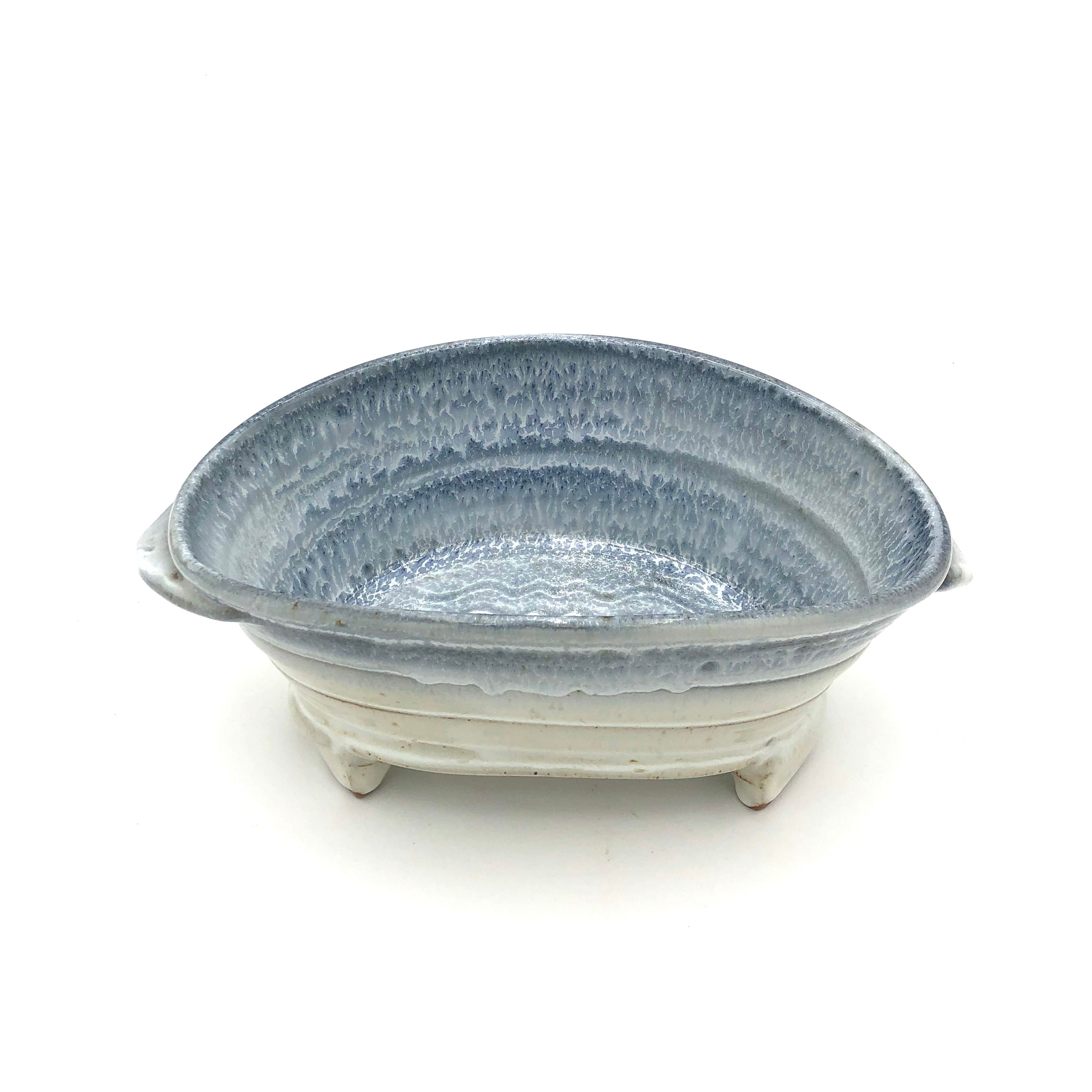 Smith Oval Serving Bowl Small - Blue & White Ceramic Dish for Salads, Fruits, Snacks - Perfect for Dining, Entertaining & Home Decor