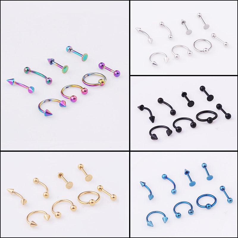 16G Stainless Steel Horseshoe Circular Captive Ring Rook Piercing Set of 8 | BJ8501 | Perfect for Cartilage, Nose, and Ear Piercings