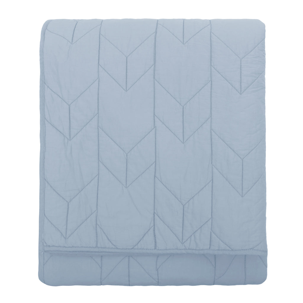 Chevron French Blue Quilt Set with Sham - Elegant Bedding for Master Bedroom & Guest Room Decor