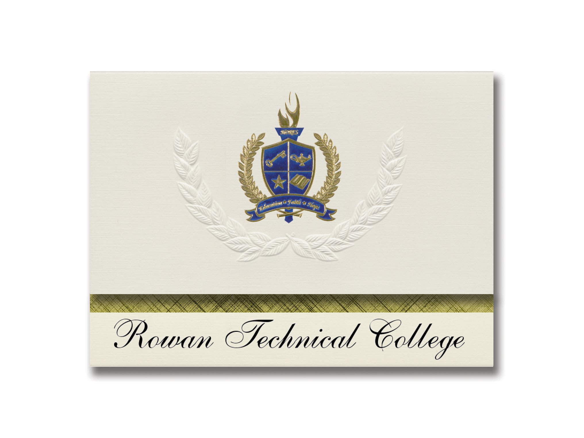 Rowan Technical College Graduation Announcements - Premium Presidential Style with Gold & Blue Metallic Foil Seal (Pack of 25) - Perfect for Commencement Ceremonies & Alumni Celebrations