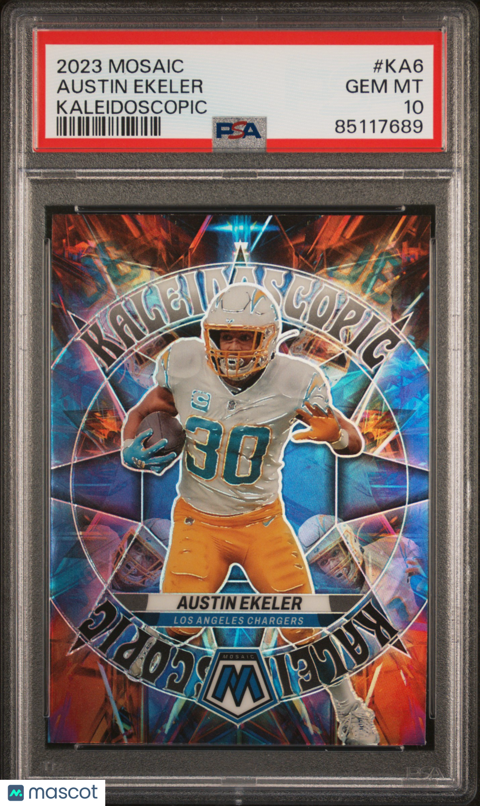 2023 Panini Mosaic Kaleidoscopic Austin Ekeler #KA6 PSA 10 Football Trading Card - Perfect for Collectors, Investors, and Sports Fans Display