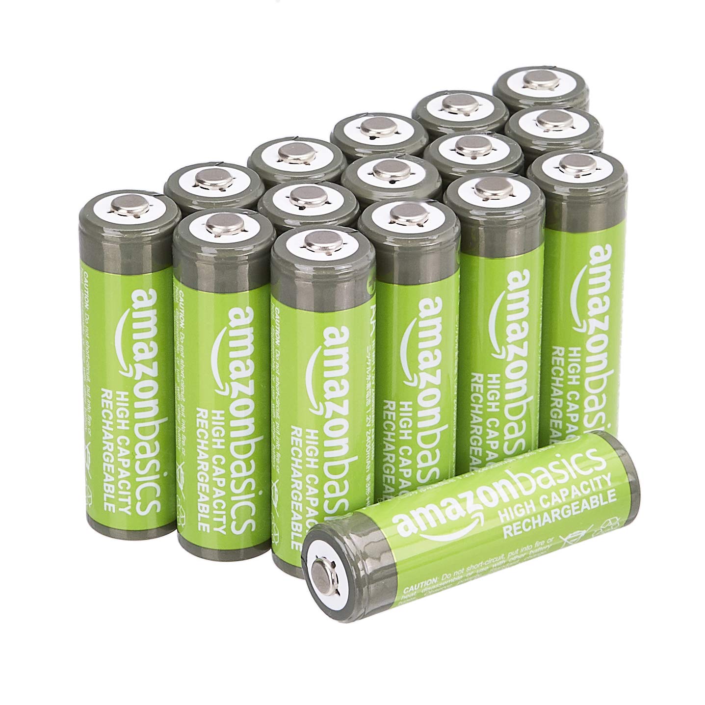 AmazonBasics 16 Pack AA High-Capacity 2,400mAh Rechargeable Batteries with 4-Hour Fast Charger - Pre-Charged, Overcharge Protection - Perfect for Cameras, Toys, Remote Controls & Electronic Devices