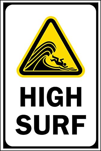 10 Pack Vinyl Safety & Warning Stickers - High Surf Sign, Warehouse Signs (10