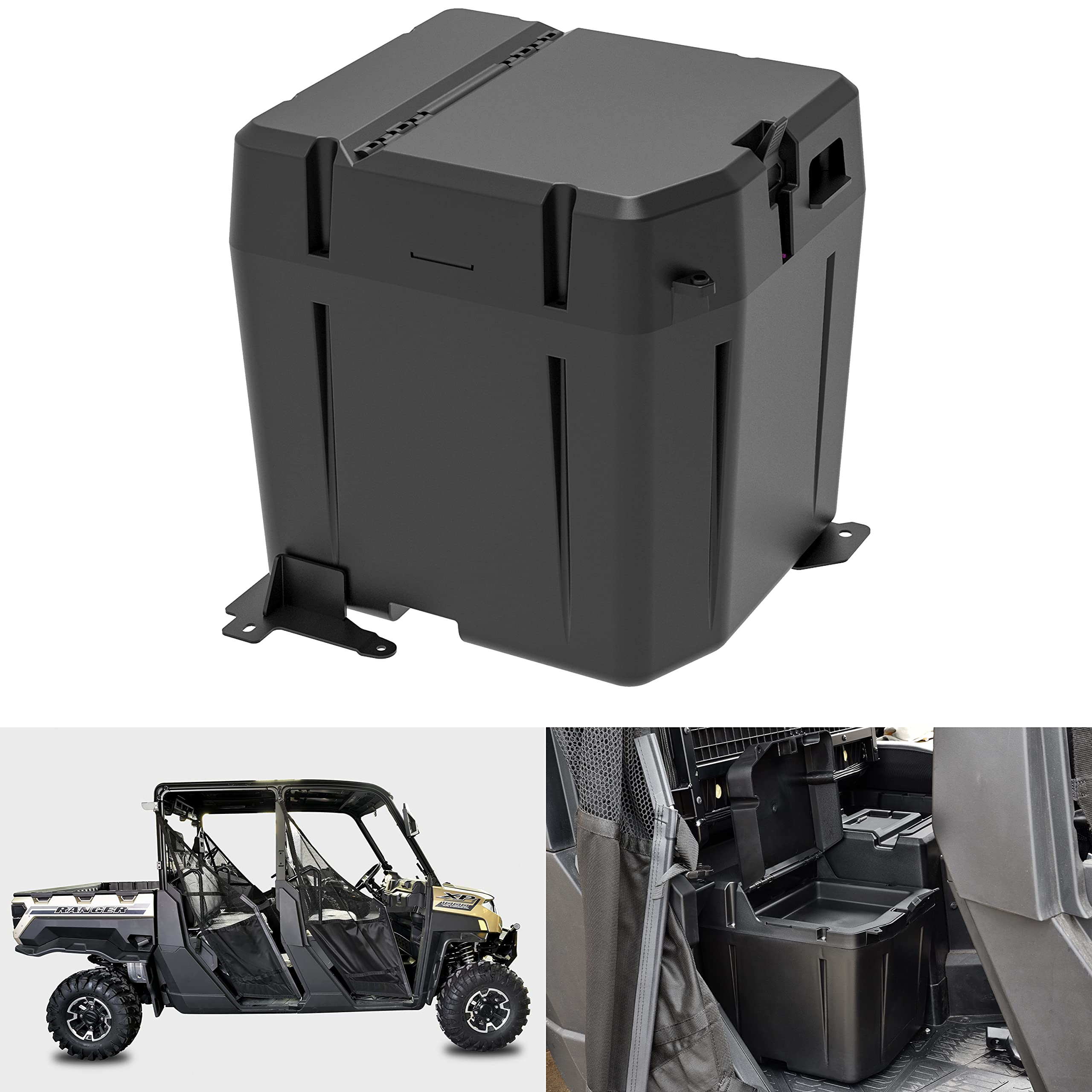 SAUTVS Waterproof Under Seat Storage Box for Polaris Ranger 1000 XP & Crew (2018-2025) | Heavy-Duty Polyethylene Underseat Bin Replacement #2882910 | Perfect for Hunting Gear, Tools & Off-Road Accessories