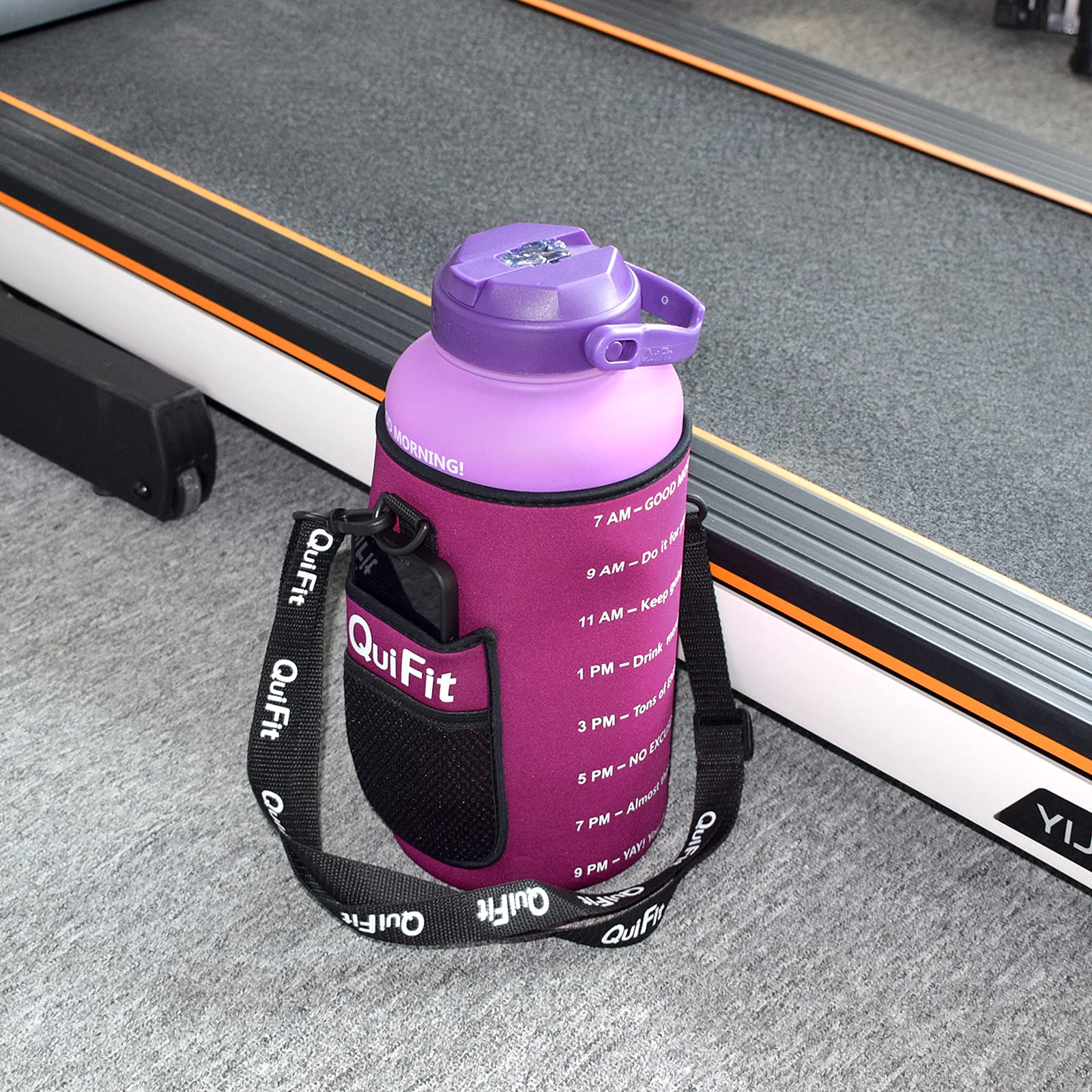 QuiFit Sports Gallon Water Bottle Sleeve Carrier with Adjustable Shoulder Strap - Compatible with 128oz & 64oz Tritan Water Bottles (Bottle Not Included) - Perfect for Gym, Hiking, Camping & Outdoor Activities
