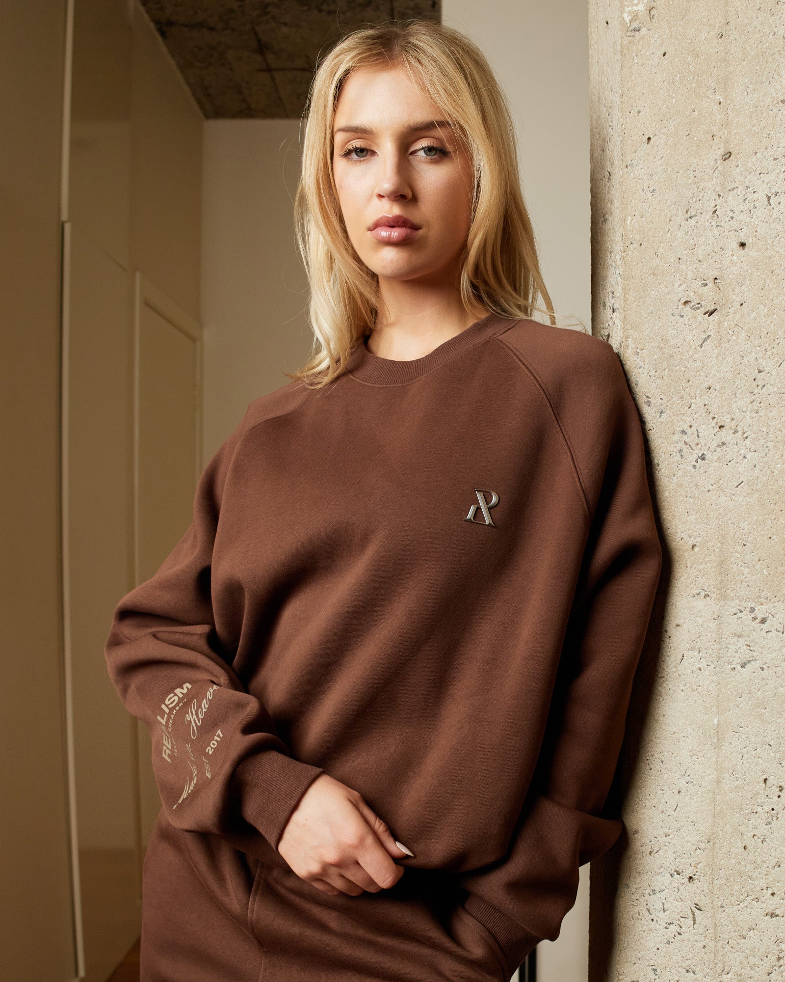 SSS Realism Radiant Crewneck Sweatshirt - Soft & Stylish Mocha Brown Pullover for Men & Women | Perfect for Casual Wear, Layering & Outdoor Activities