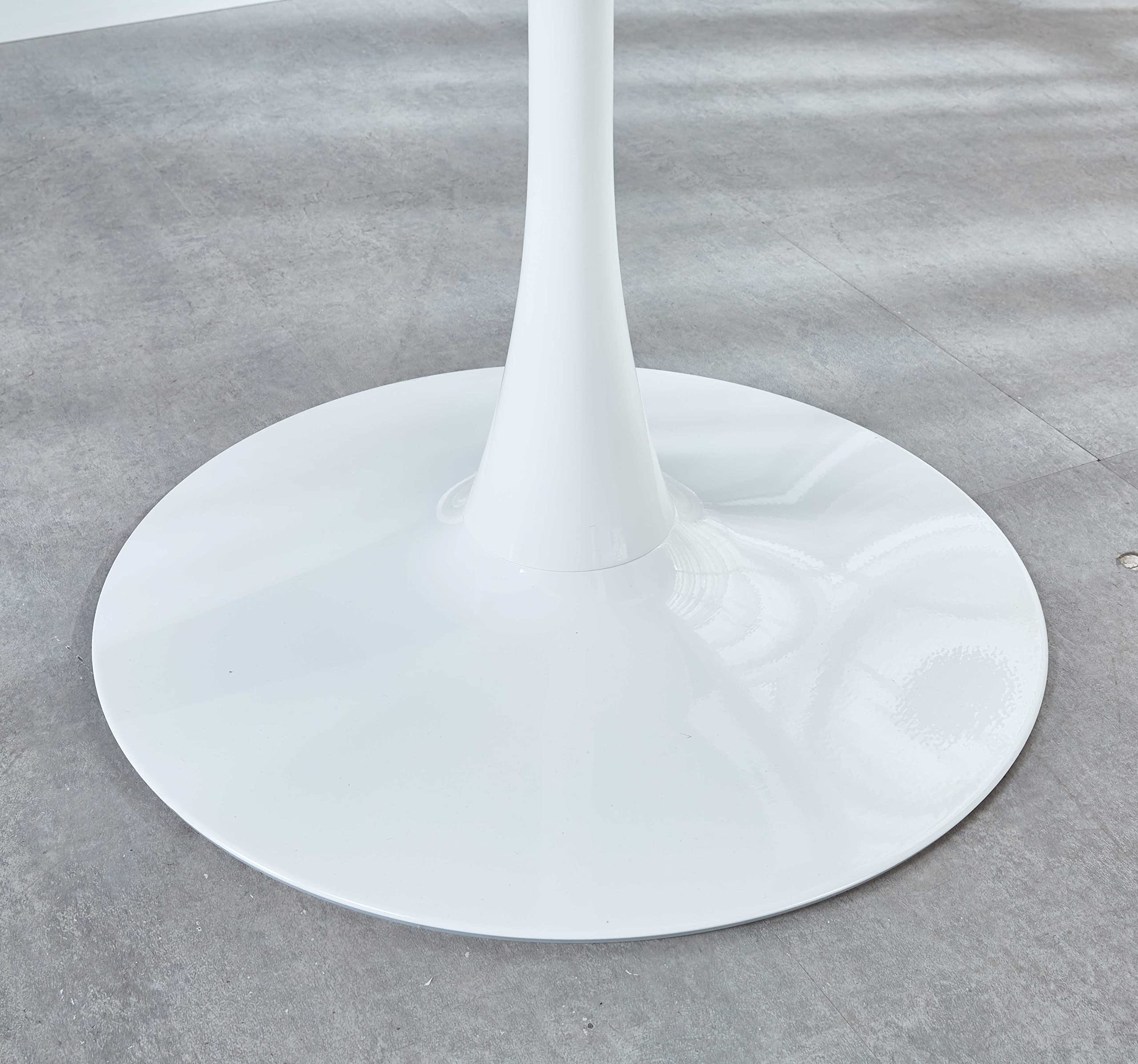Knocbel 31.5 Inch Modern Round Dining Table with Sturdy Metal Base - White Kitchen Table for Dining Room, Bar, Bistro & Small Spaces - 220 lbs Weight Capacity - Perfect for Breakfast Nook, Apartment Dining & Coffee Shops