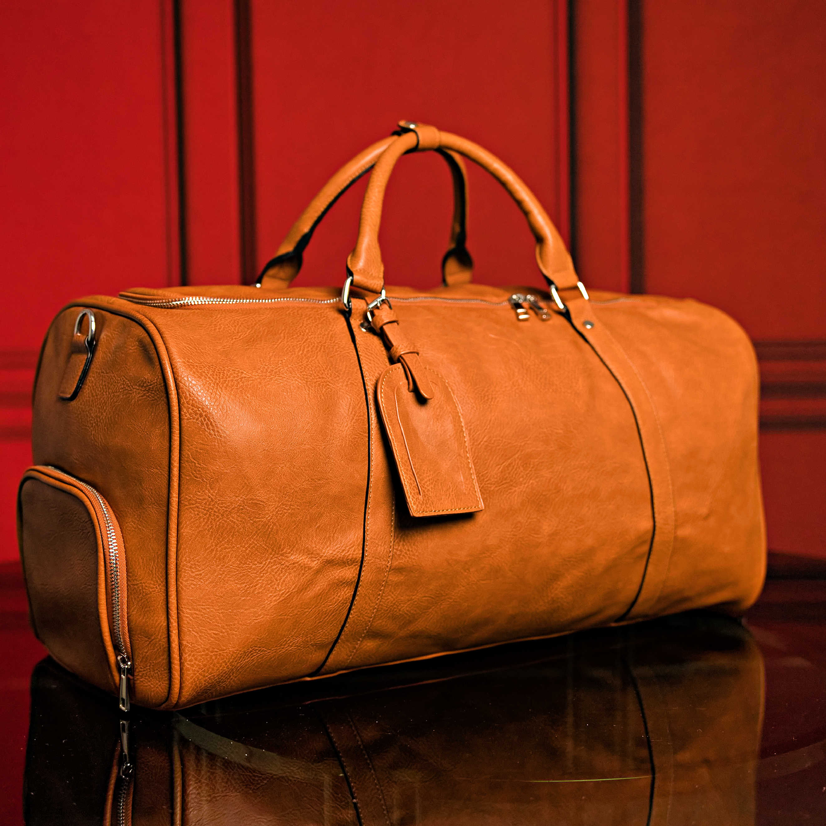 Premium Brown Tumbled Leather 2-Piece Travel Set - Commuter Backpack & Duffle Bag for Men & Women | Perfect for Business Trips, Gym, Weekend Getaways & Daily Commute