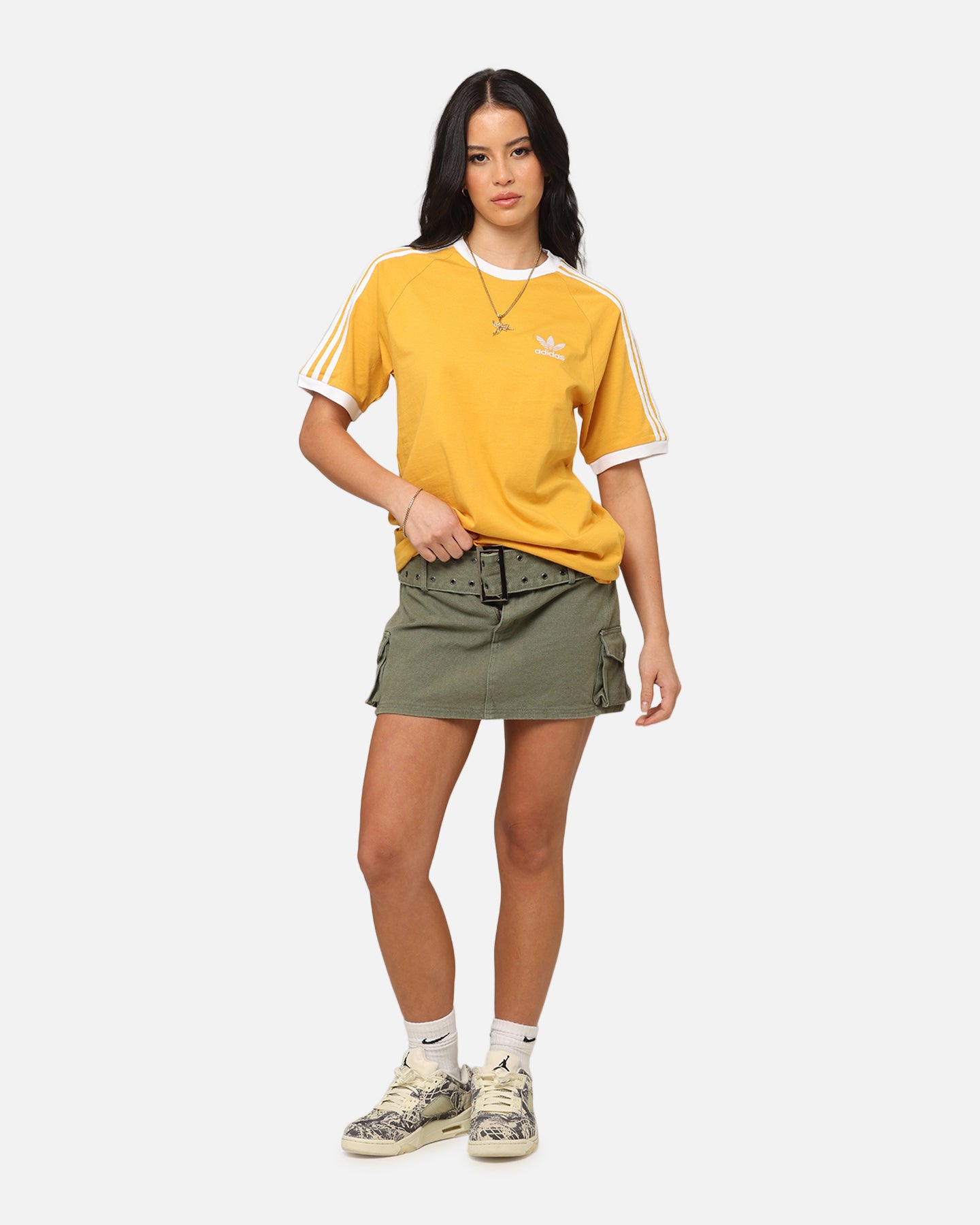 Adidas Originals 3-Stripes Classic T-Shirt for Men - Yellow Cotton Crewneck Tee - Casual Streetwear & Gym Workout Shirt