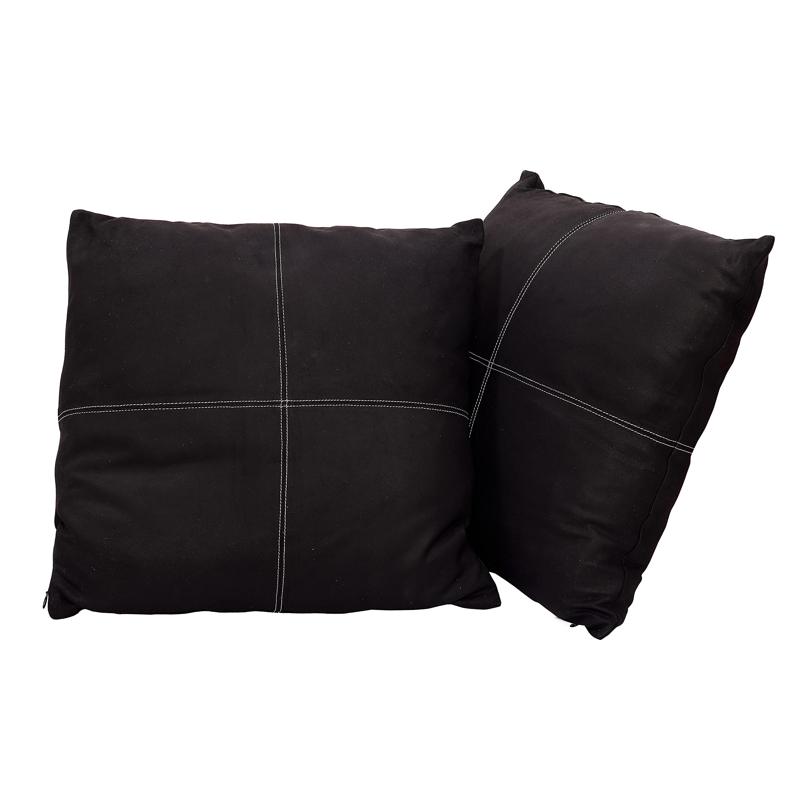 Premium Lambskin Leather Pillow Cover Set of 2 - 16x16 Inch Decorative Throw Pillow Cases for Sofa, Couch, Bed & Living Room - Soft Lightweight Black Cushion Covers for Home Decor & Cozy Comfort