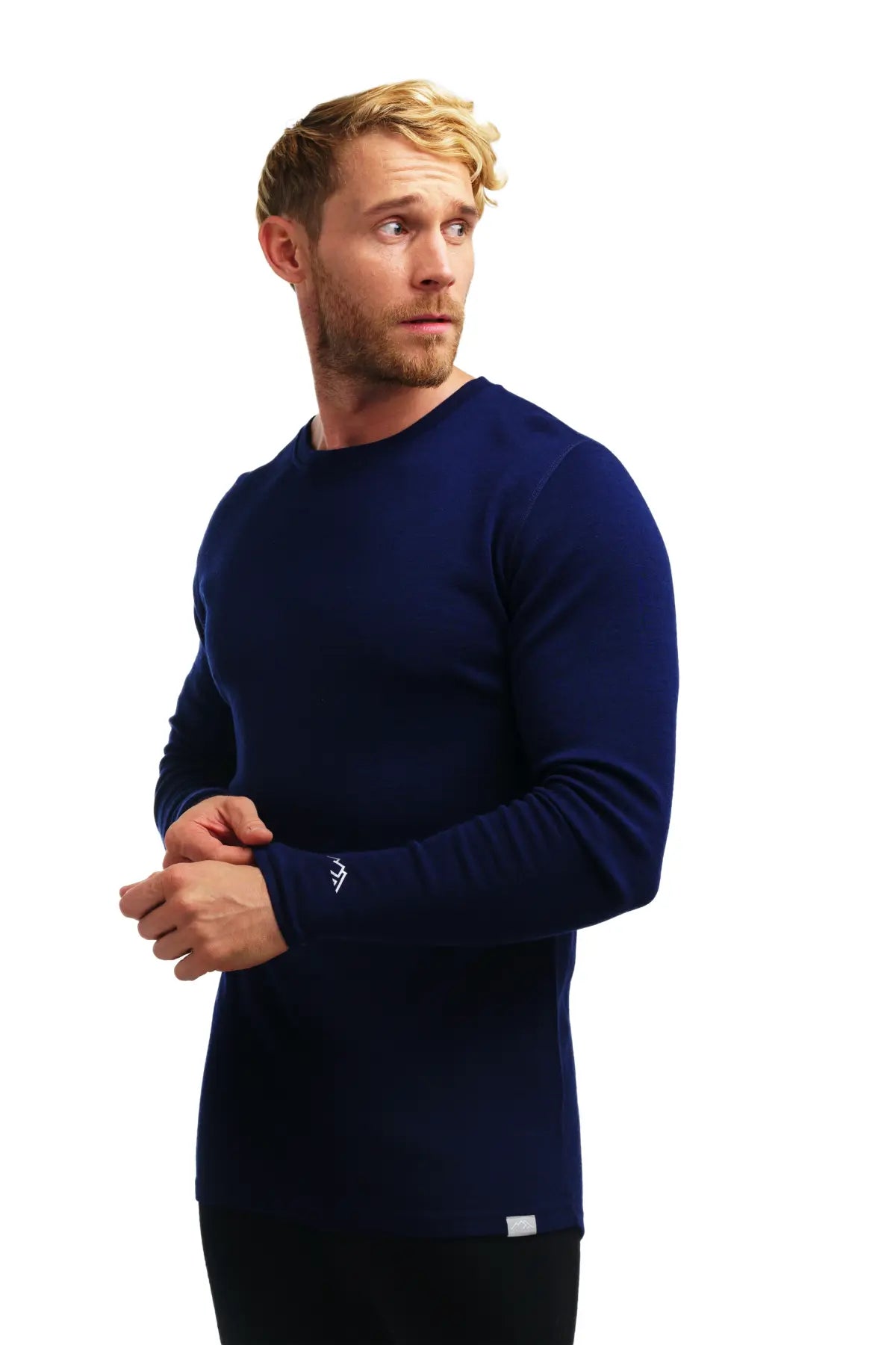 Premium Men's Merino Wool Long Sleeve Base Layer 250g - Navy Blue - Warm Winter Thermal Shirt for Hiking, Skiing & Outdoor Activities