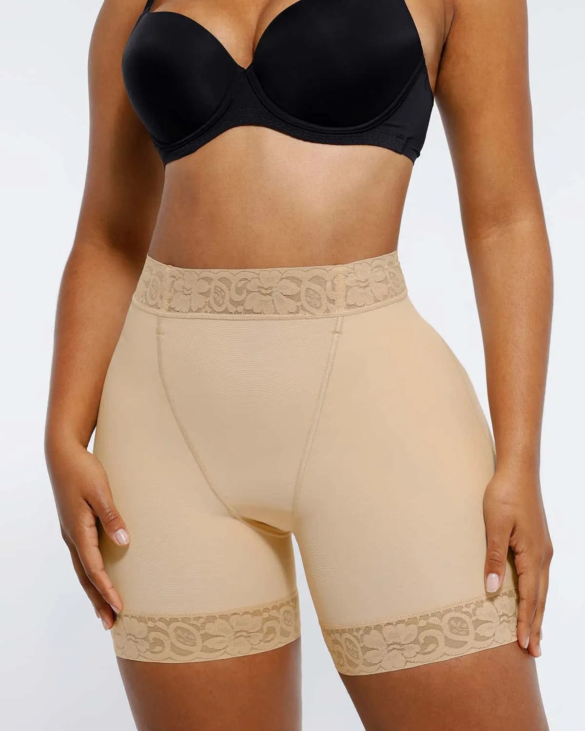 AirSlim® Mid Rise Lace Butt Lifting Shorts for Women - Shapewear for Tummy Control & Booty Enhancement - Perfect for Gym, Yoga & Everyday Wear