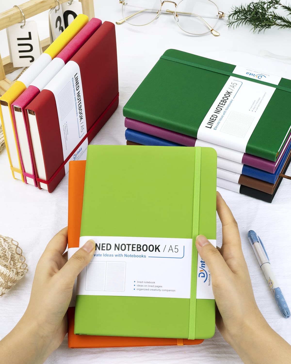 Premium A5 Hardcover Journal Notebook - 10-Pack Bulk Lined Writing Notebooks (200 Pages/100 Sheets, 8.4
