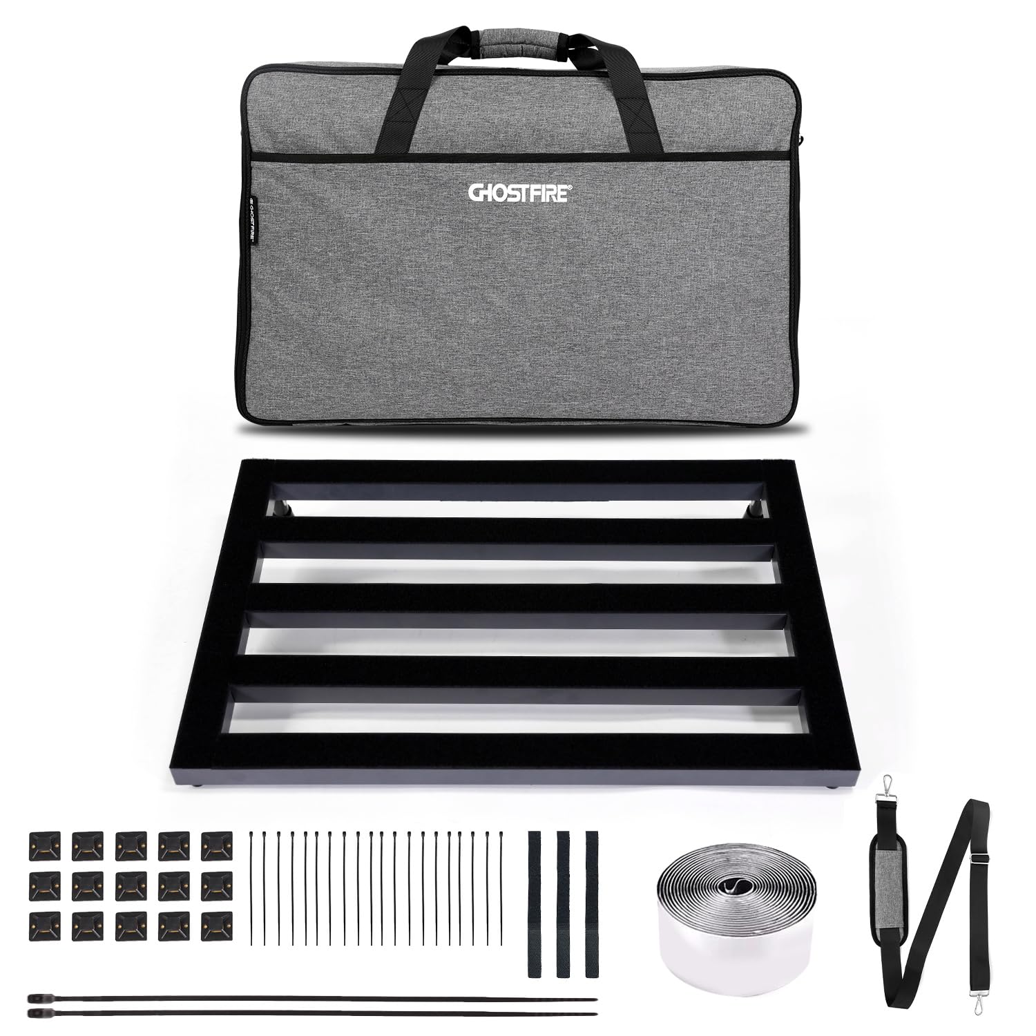 Ghost Fire SPL-06 Aluminum Alloy Guitar Pedal Board - Ultra Lightweight 24.4x15.7 Inch Effects Pedalboard with Carry Bag | Perfect for Live Performances, Studio Recording & Traveling Musicians