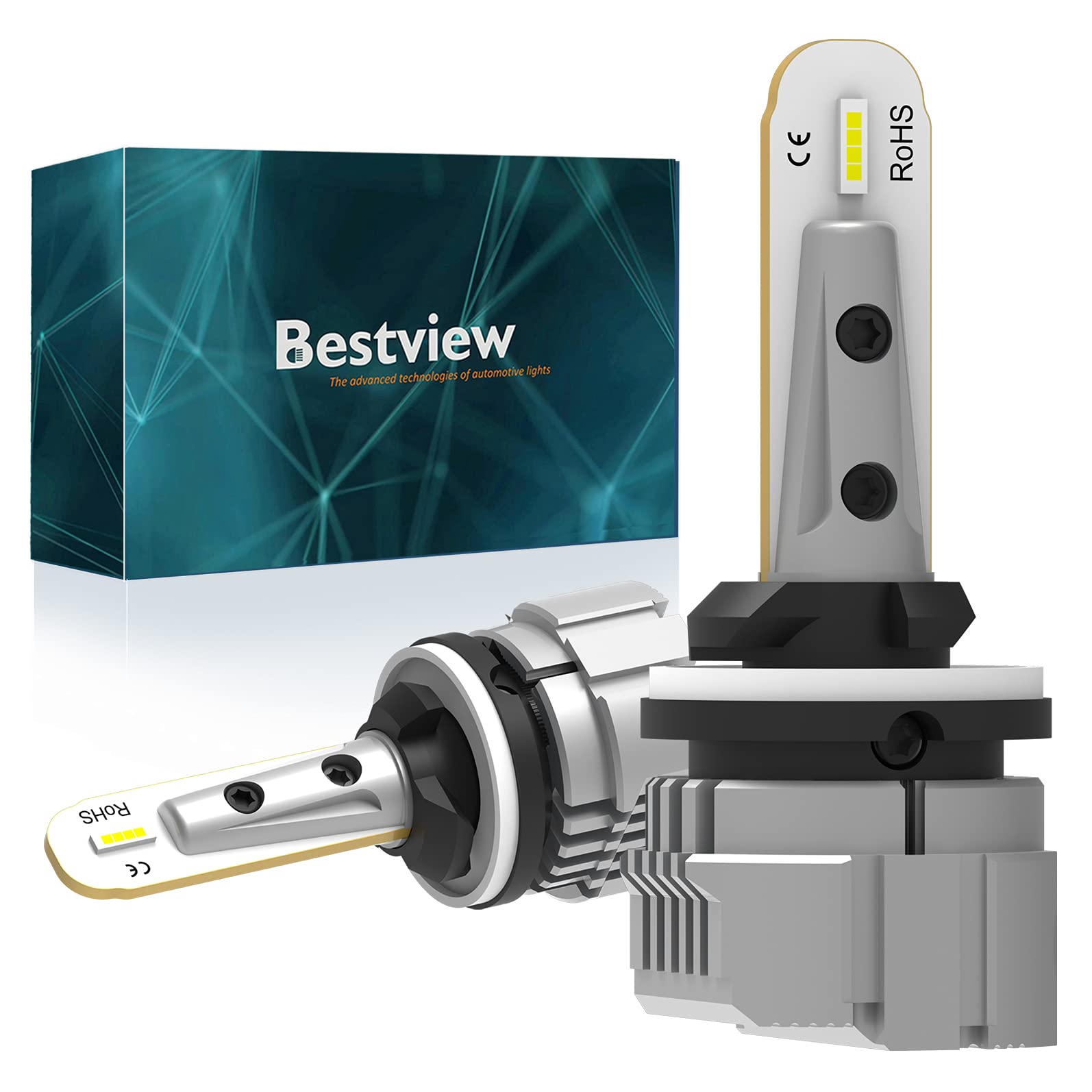 Bestview 880 LED Fog Light Bulbs - 6000LM 6500K White Light, 300% Brighter, IP65 Waterproof, Plug & Play - Compatible with 880/885/893/899/890/884/892/PG13 - CANBUS Error Free - Pack of 2 - Perfect for Off-Road, Trucks, SUVs & Night Driving