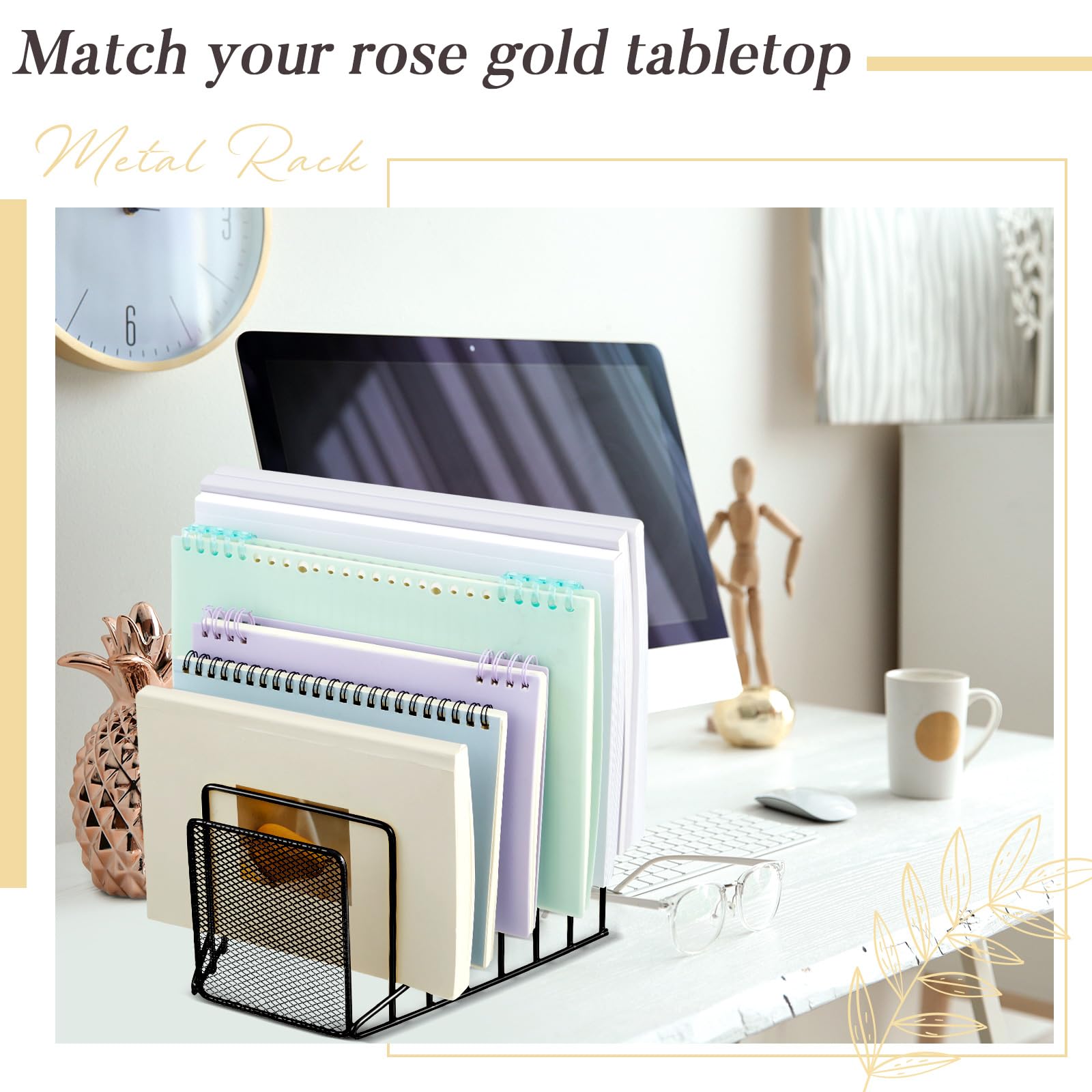 2-Pack Black Metal Wire Mesh File Sorter - 7 Slot Incline Desktop Organizer for Letters, Magazines, Books & Mail - Perfect for Home Office, School & Workspace Storage Solutions