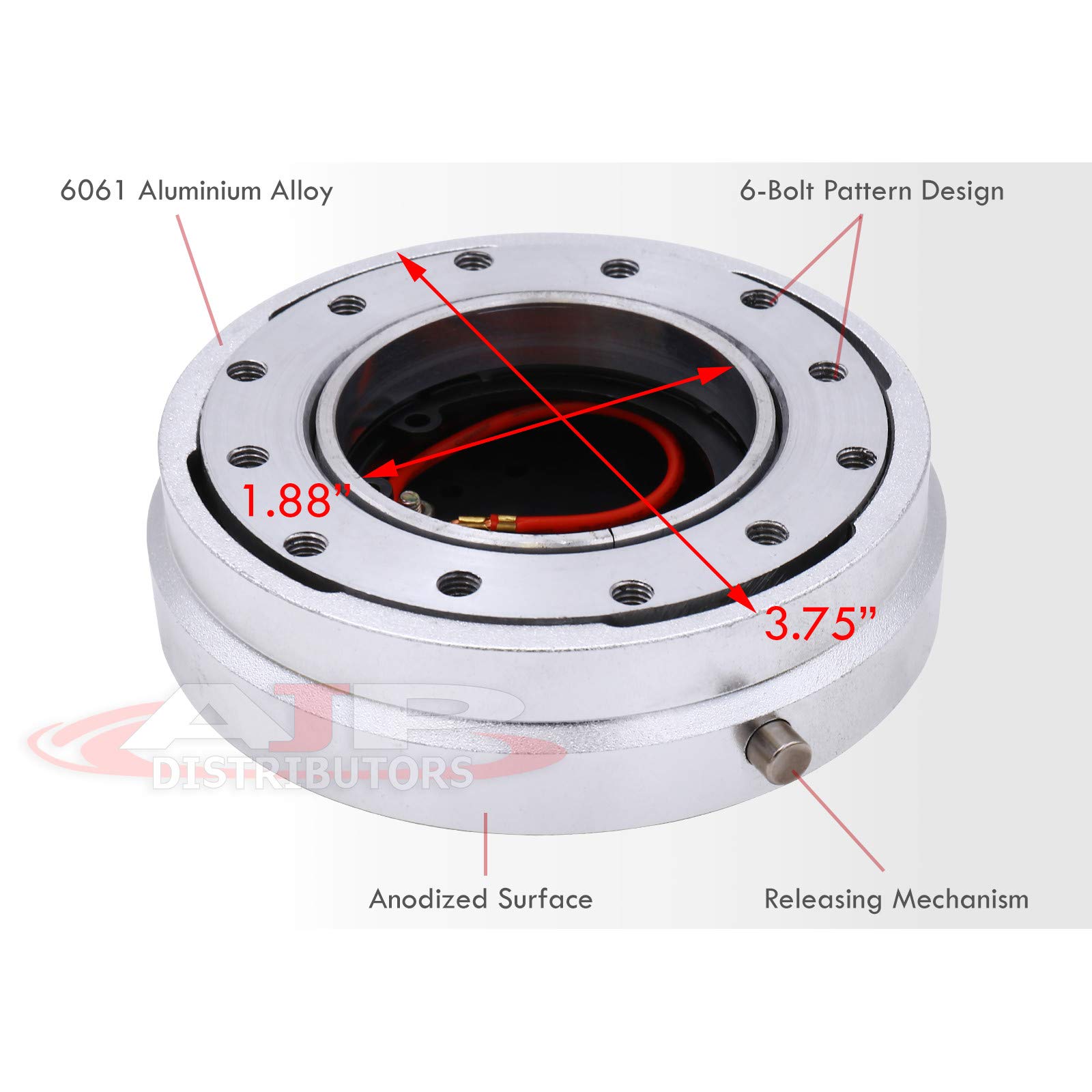 Universal JDM VIP USDM KDM DTM Euro 6-Bolt Quick Release Steering Wheel Adapter Hub Kit - Slim Aluminum Detachable Snap-Off Boss for Aftermarket Wheels - Perfect for Racing, Drifting & Car Customization