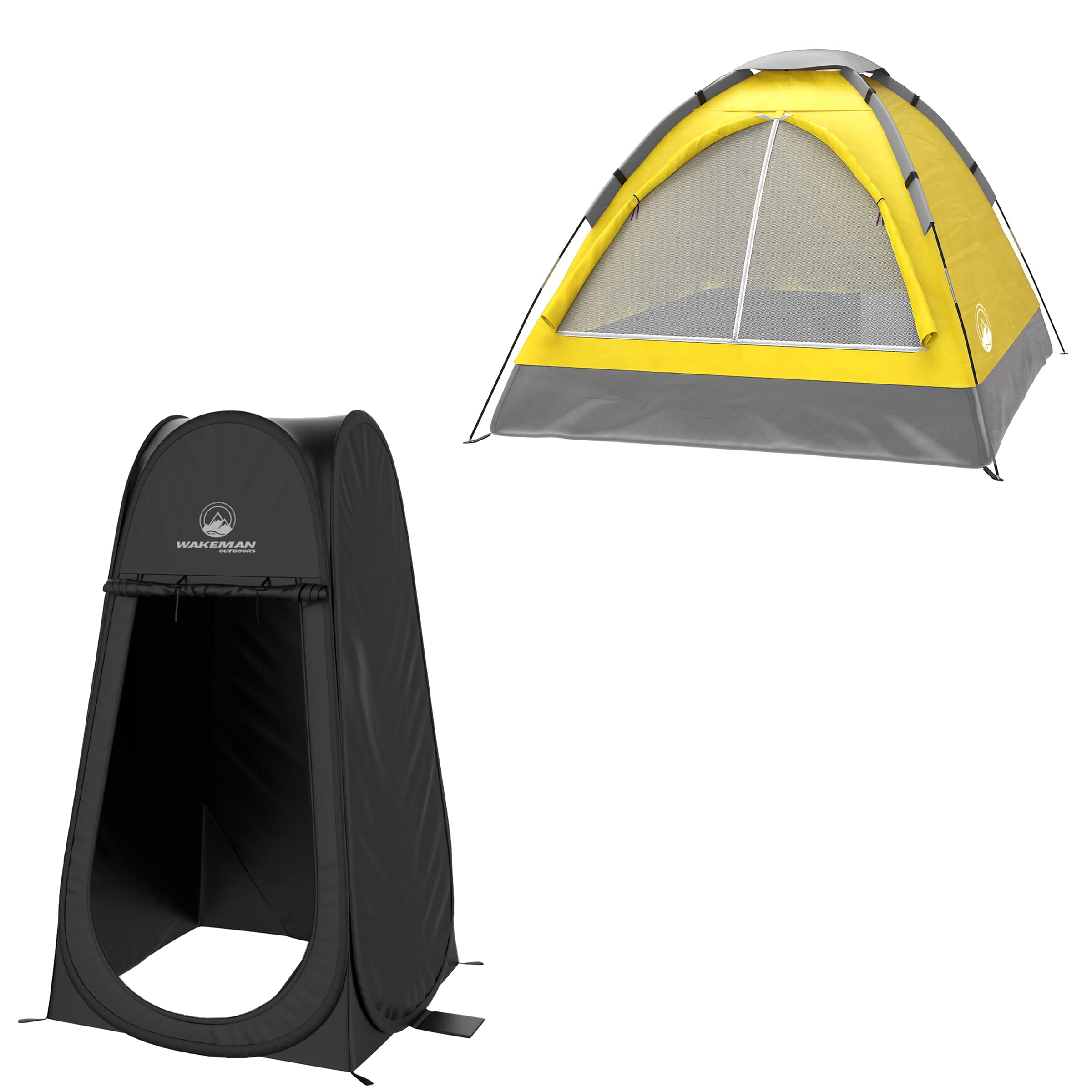 Wakeman 2-Person Camping Tent with Removable Rain Fly & Carry Bag - Lightweight Pop-Up Privacy Tent for Outdoor, Hiking, Beach - Portable Shower Changing Room & Dressing Shelter - Perfect for Camping, Backpacking, and Beach Trips
