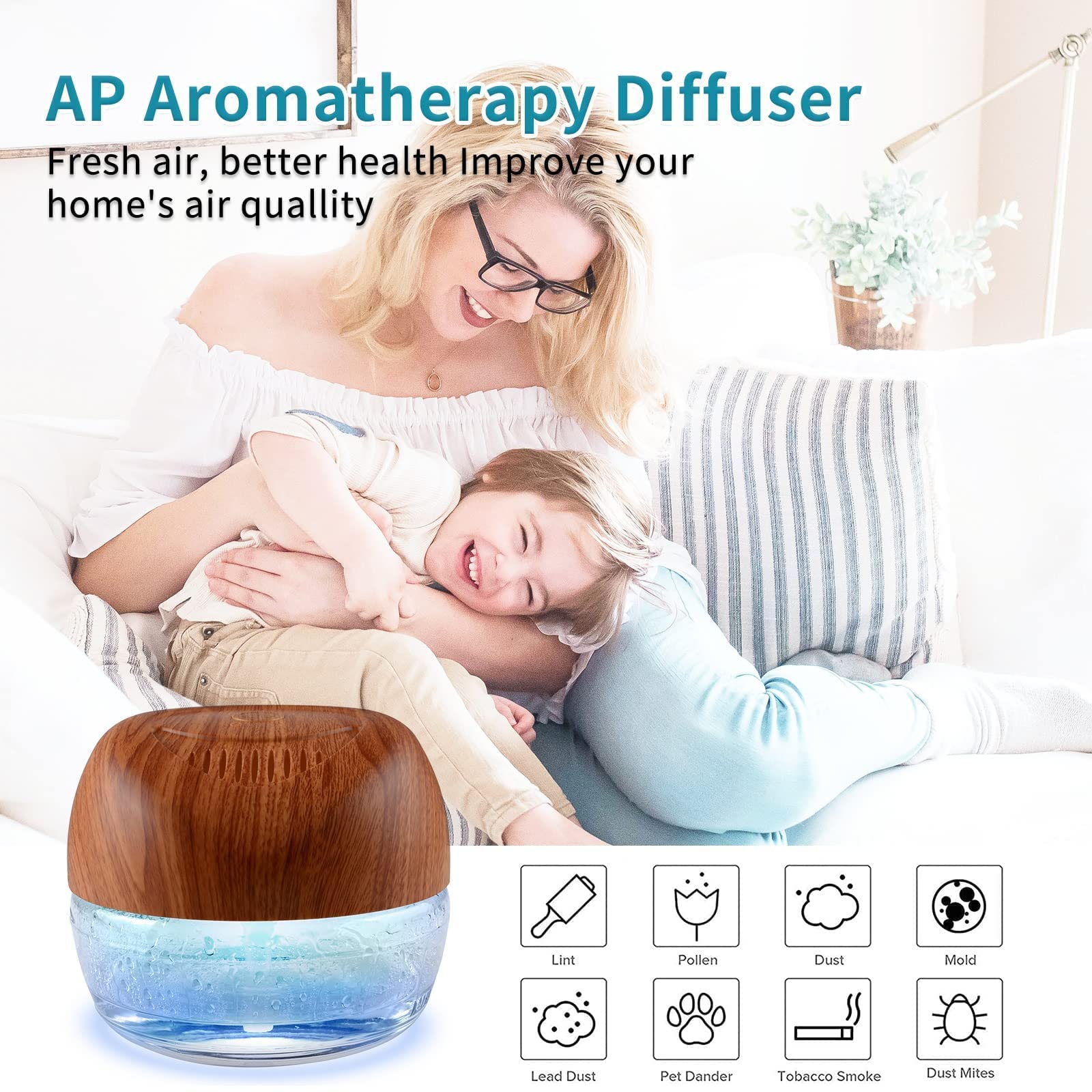 2-Pack Water-Based Air Purifier & Humidifier with 7-Color LED Mood Light - Air Freshener for Home, Bedroom, Office | Improves Air Quality & Creates Relaxing Atmosphere