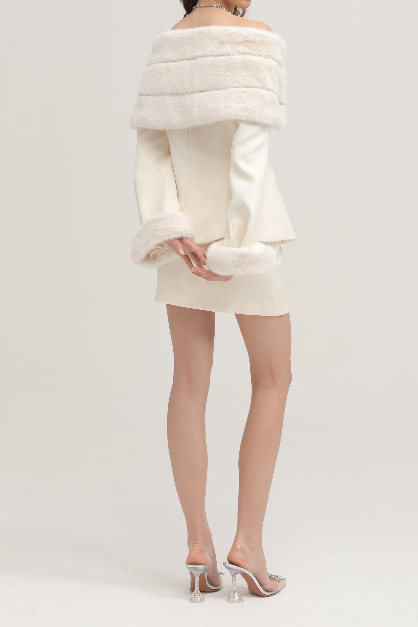 Women's Faux Fur Jacket and Skirt Matching Set - Winter Cozy Outfit for Casual Wear & Holiday Parties