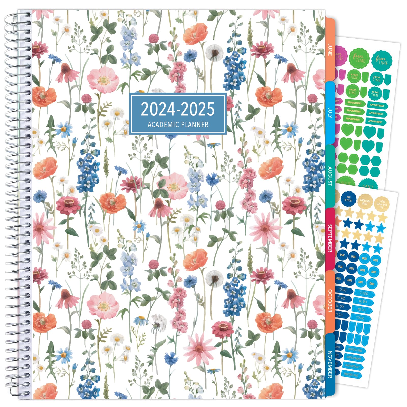 2024-2025 Colorful Botanicals Monthly & Weekly Planner - 8.5