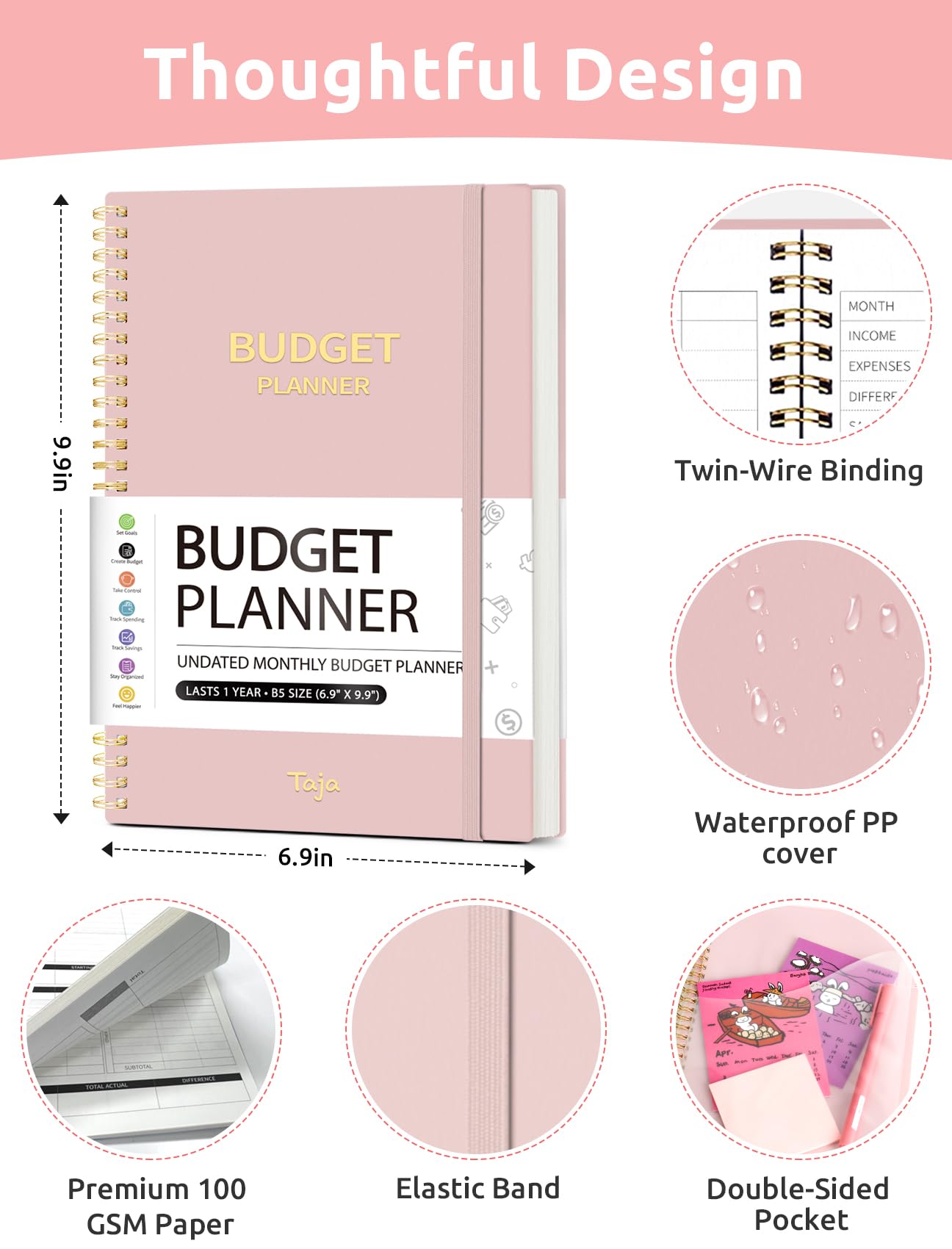 2024-2025 Budget Planner & Expense Tracker Notebook - Undated Monthly Finance Organizer, Bill Tracker & Money Management Journal for Personal Finance Control (Pink) | Perfect for Home Budgeting, Savings Goals & Financial Planning