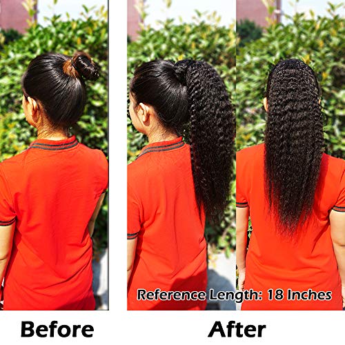 100% Human Hair Drawstring Ponytail Extensions - Kinky Straight 20