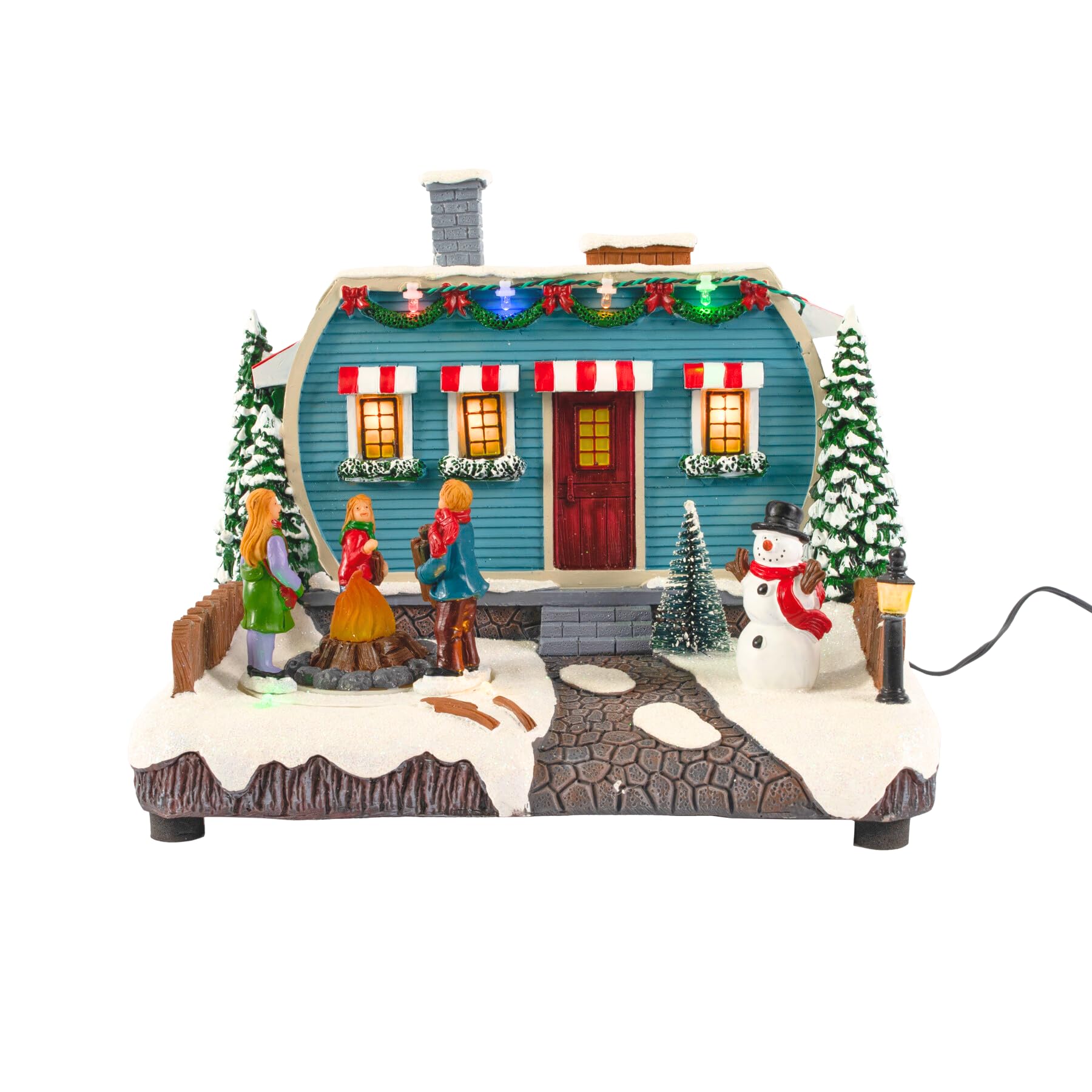 Animated Christmas Village Camper with Motion, Sound & LED Lights - Holiday House Collection Decor for Home, Office & Gift Giving | Perfect for Christmas Tree Displays, Mantel Decorations & Winter Village Scenes