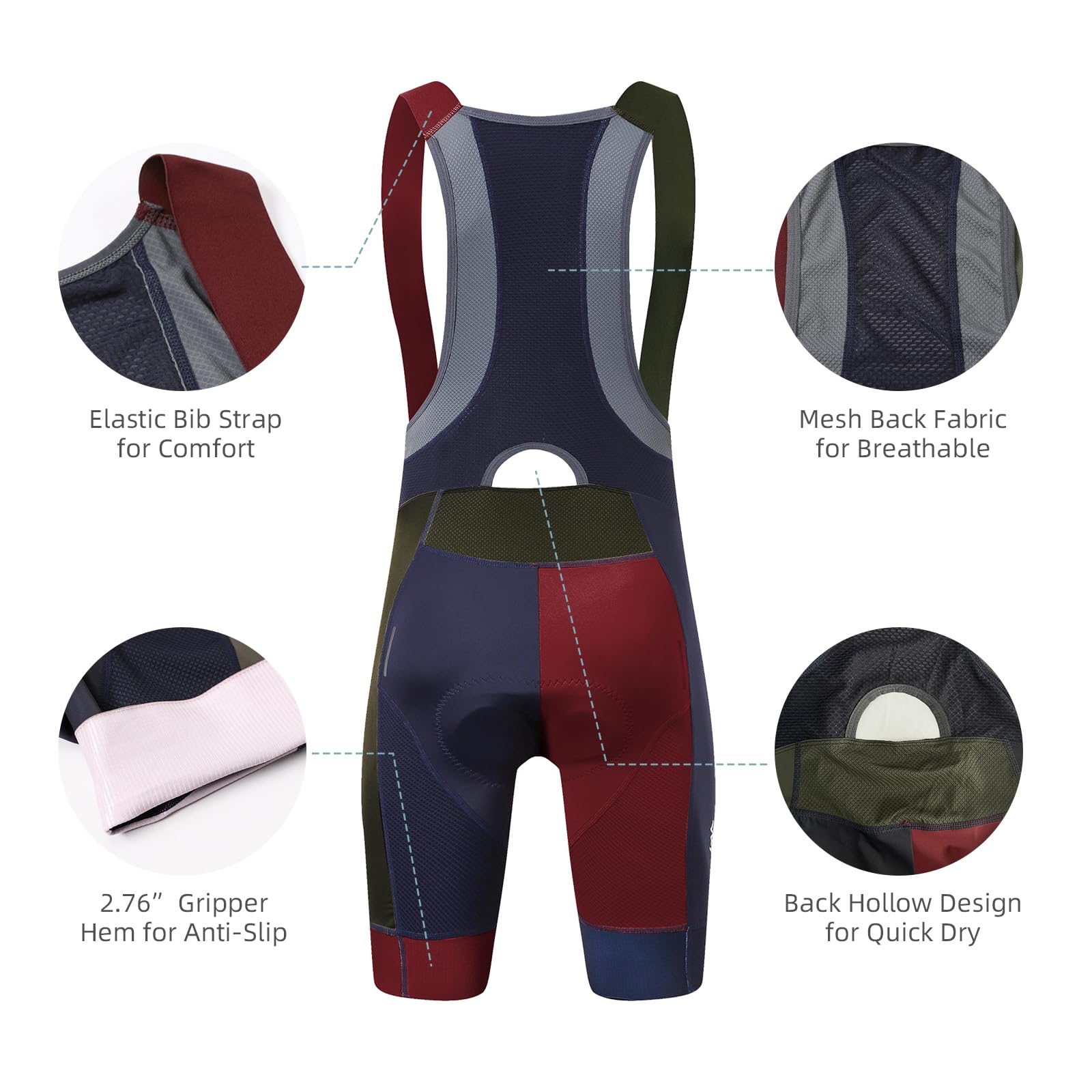 **Men's Cycling Bib Shorts - Breathable Padded Bike Tights for Road Cycling & Training - Comfortable Bicycle Riding Gear for Long-Distance & Endurance Rides**