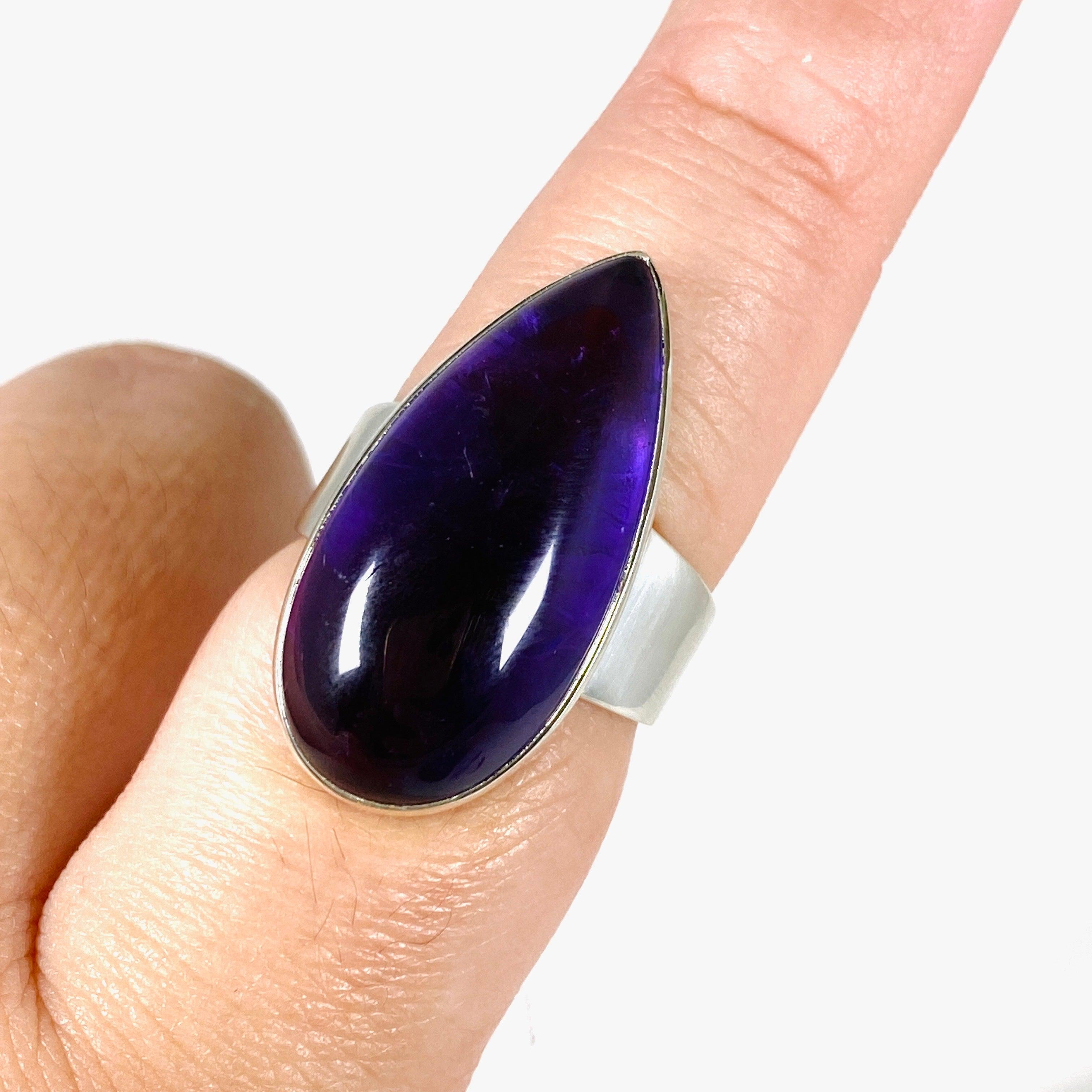 Amethyst Teardrop Ring - 925 Sterling Silver Dainty Jewelry for Women - Perfect for Valentine's Day, Anniversary & Everyday Wear