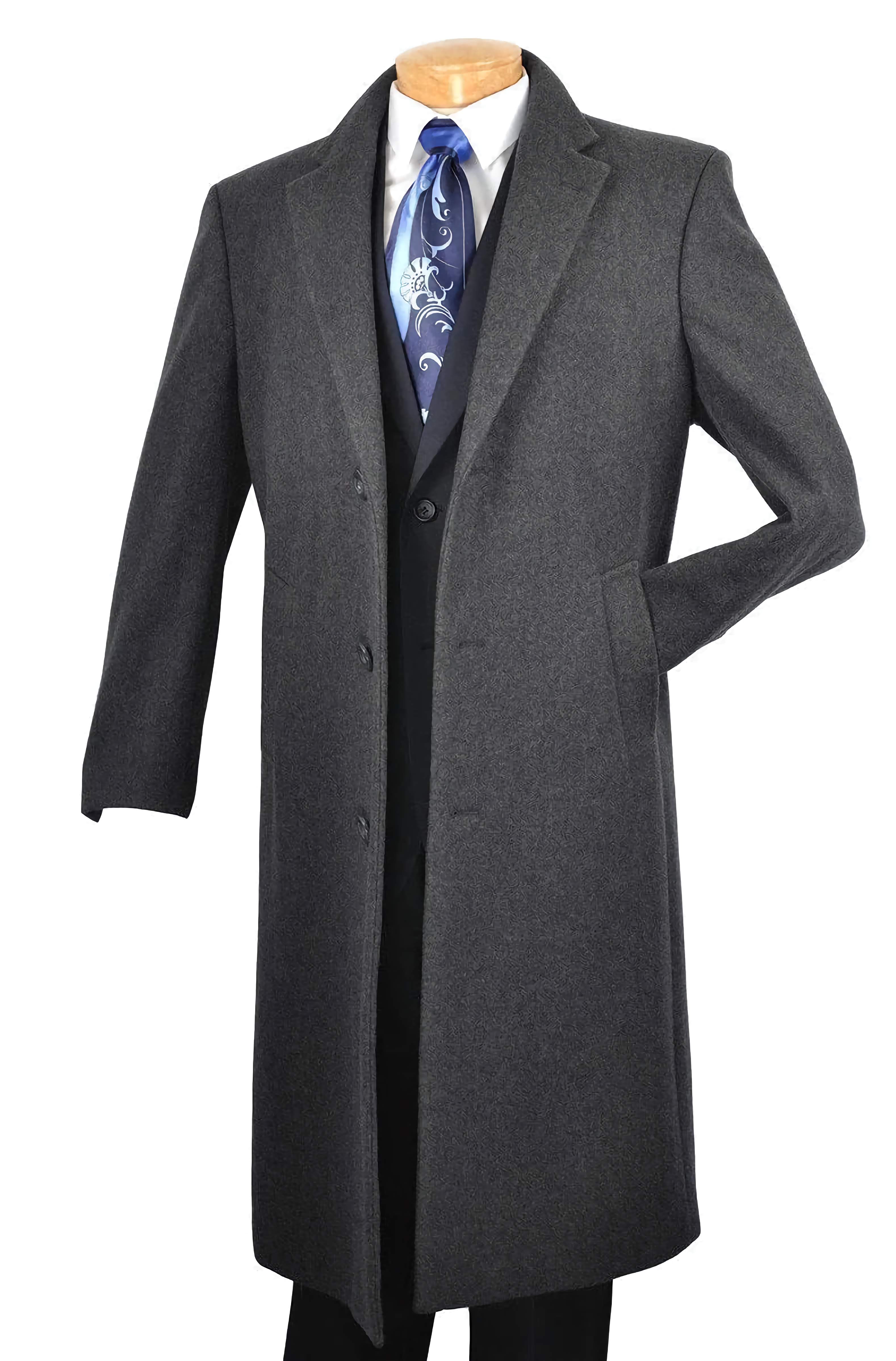 Milano Collection Men's Winter Fall Dress Top Coat - 48 Long Charcoal Gray | Formal Business Attire & Special Occasions