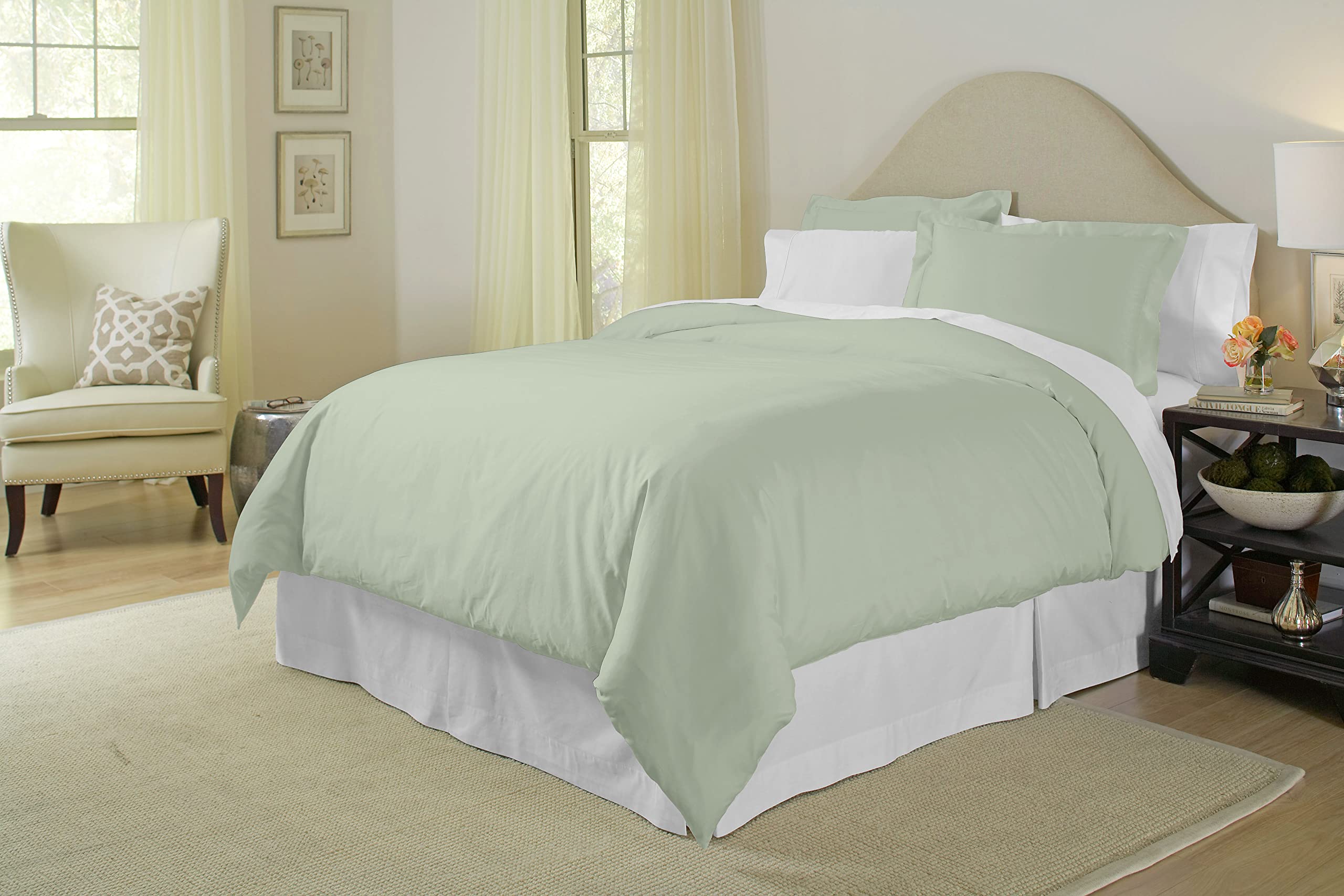 Pointehaven 400TC Pima Cotton King Bedding Set - Luxurious Sage for Home Comfort