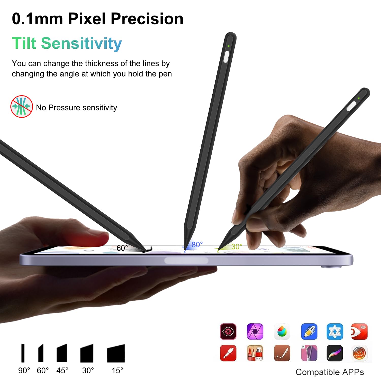 2nd Gen Apple Pencil Alternative - Magnetic Wireless Charging Stylus for iPad with Tilt Sensitivity & Palm Rejection | Compatible with iPad Pro 11