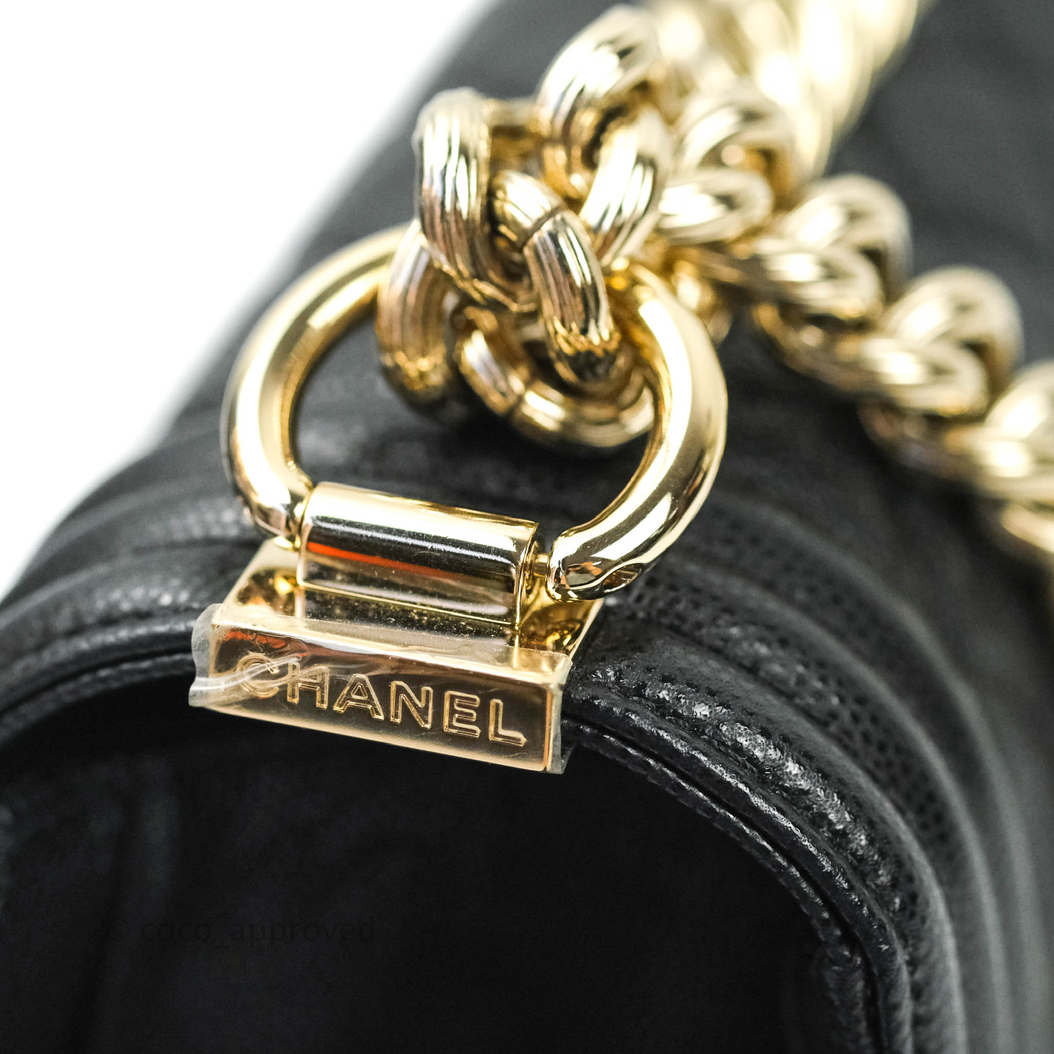 Chanel Boy Quilted Medium Handbag in Black Caviar Leather with Gold Hardware - Perfect for Evening Events, Parties & Luxury Fashion Accessories