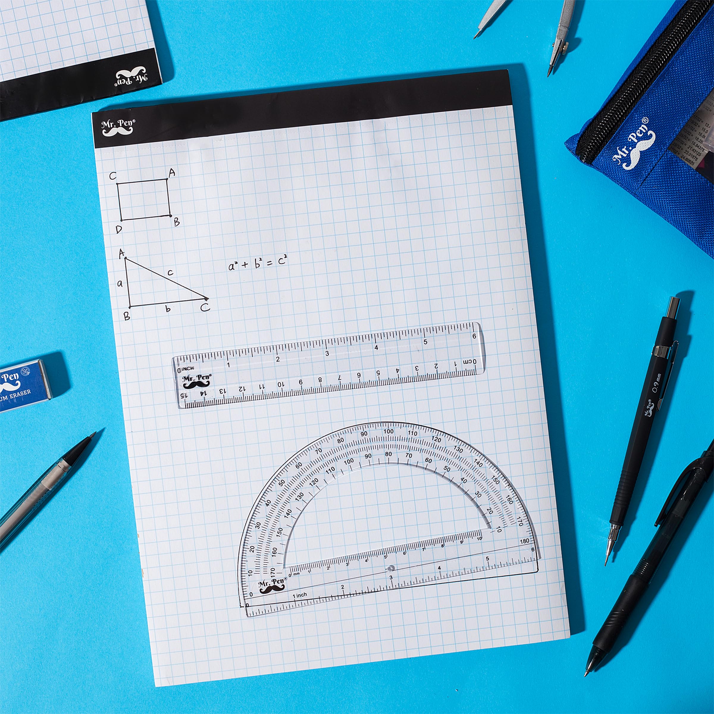 Mr. Pen Graph Paper Pad, 2 Pack (55 Sheets Each), 8.5
