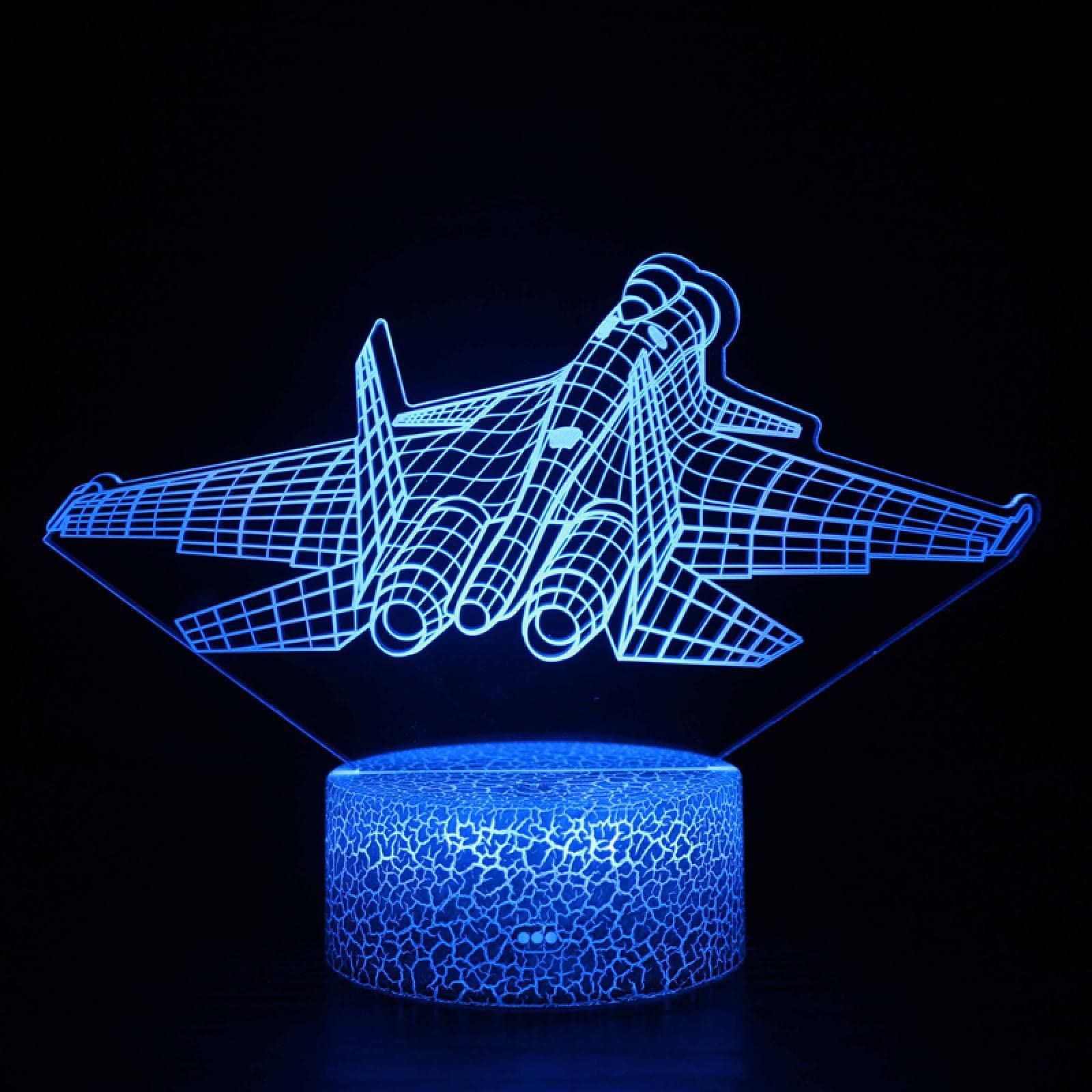 JZRH Creative 3D Fantasy Plane Touch Remote Control LED Night Light - Color Changing Bedside Lamp for Kids Room, Nursery & Home Decor - Perfect Gift for Boys Girls & Aviation Lovers (Model MY-1762)