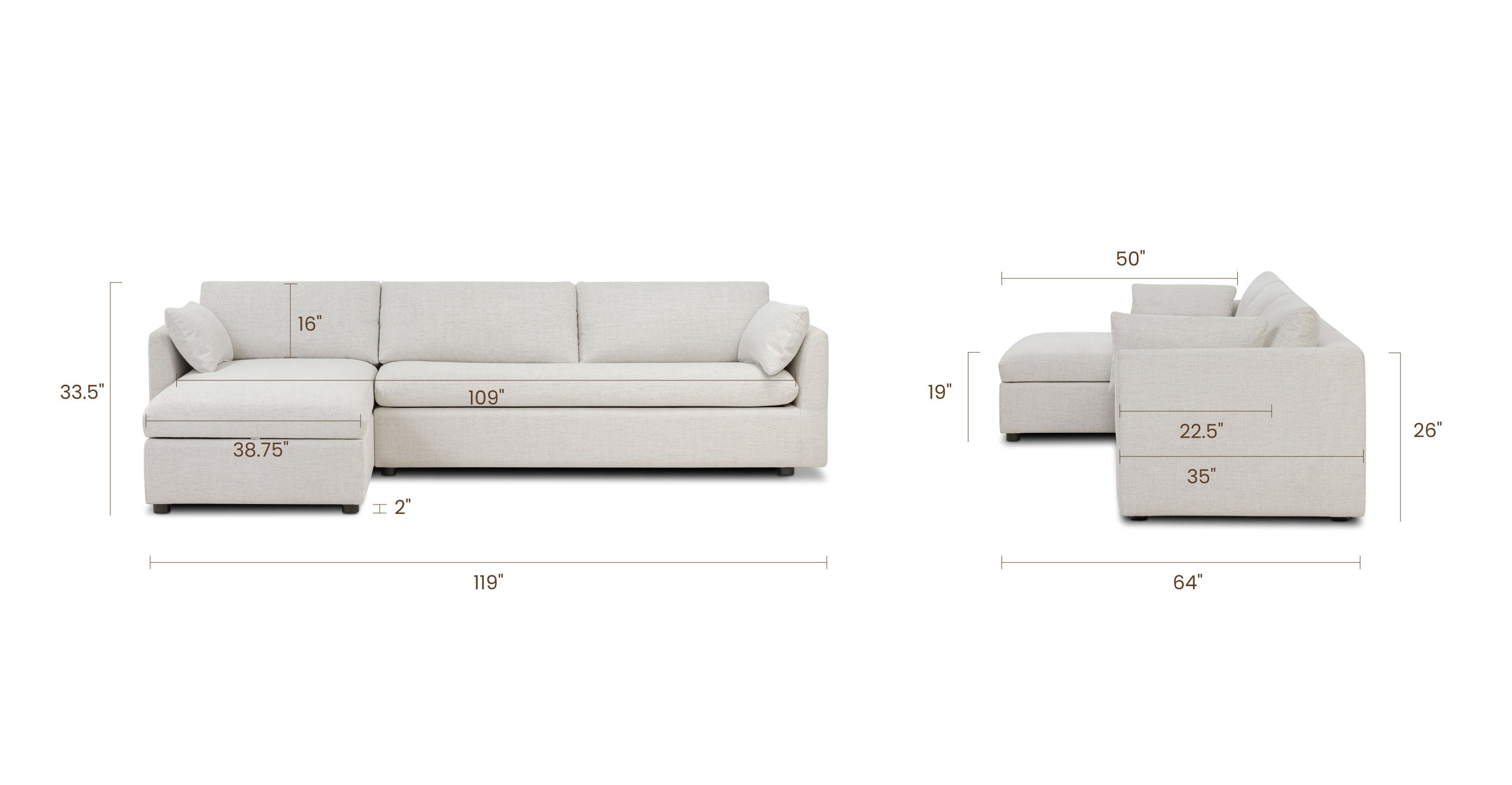 Argos Left Facing Sleeper Sectional Sofa Bed - Convertible L-Shaped Couch with Pull-Out Bed, Modern Fabric Upholstery for Living Room, Guest Room & Small Spaces