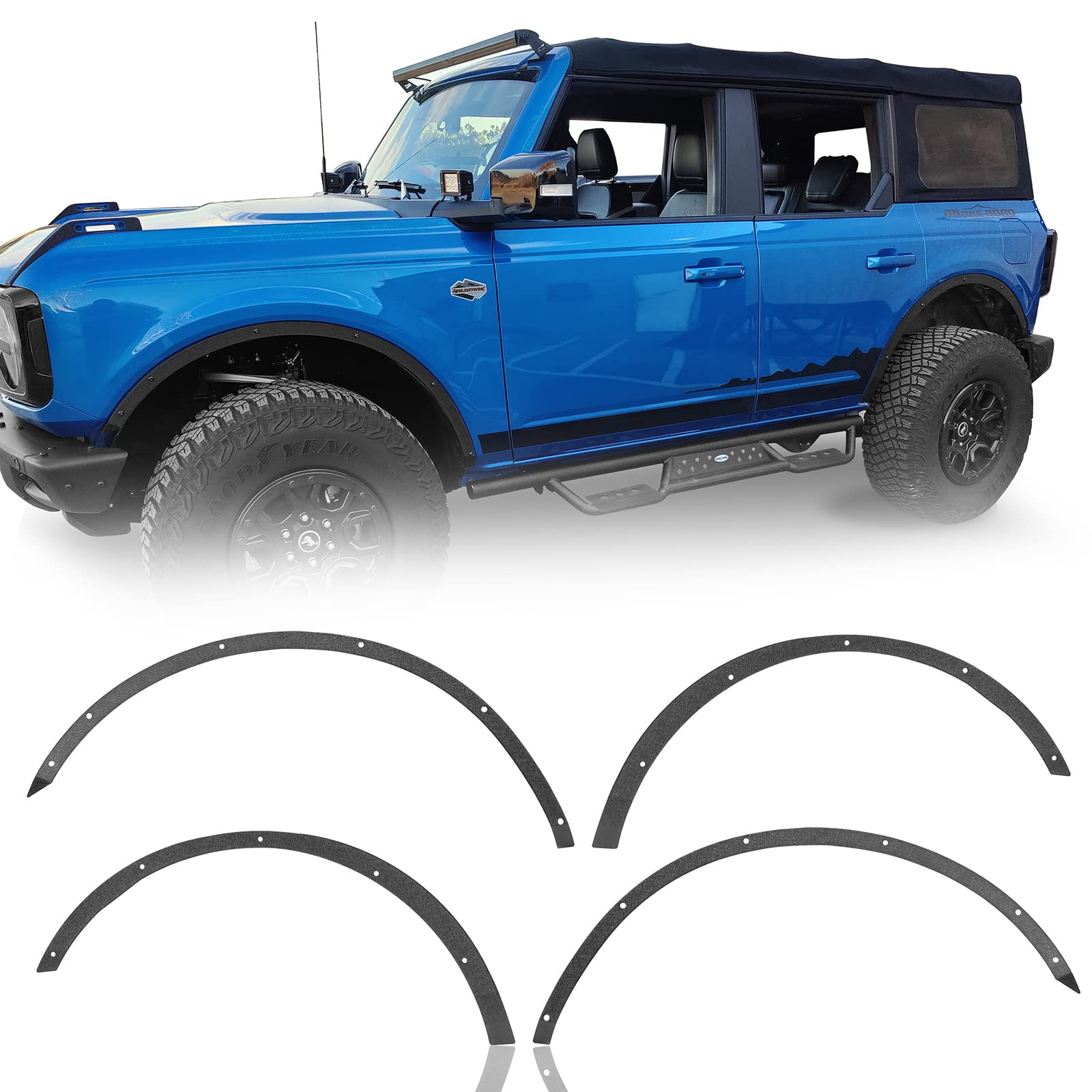 u-Box Bronco Fender Flare Delete Kit & Wheel Mud Guards - Compatible with Ford Bronco 2021-2025 4-Door Models - Off-Road Protection & Custom Styling Upgrade