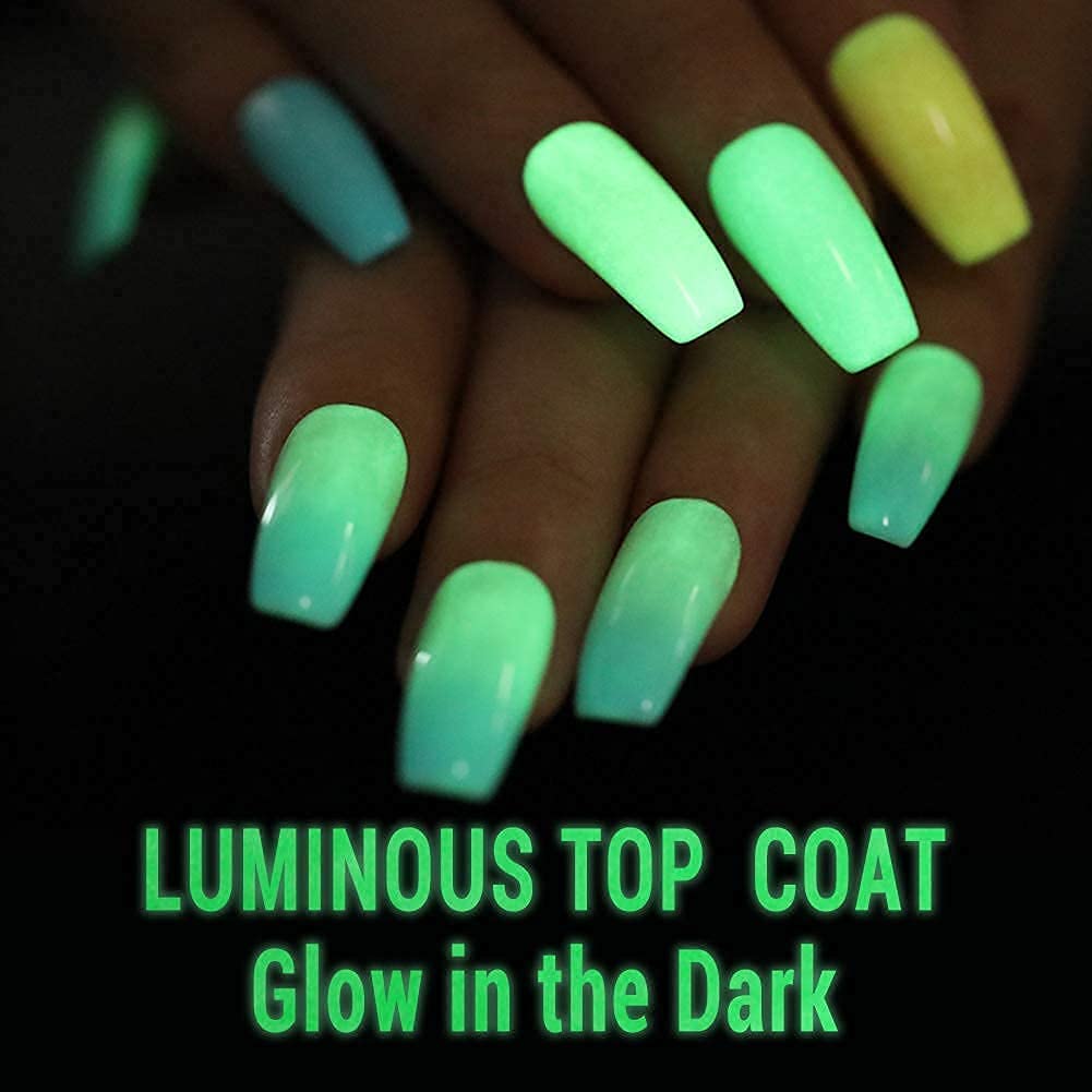 Glow in the Dark Gel Nail Polish - UV/LED Soak Off Top Coat for Professional Manicures & DIY Nails | Neon Luminous Nail Seal (15ml/0.5oz) | Perfect for Nail Salons, Home Use & Nighttime Glow Effects