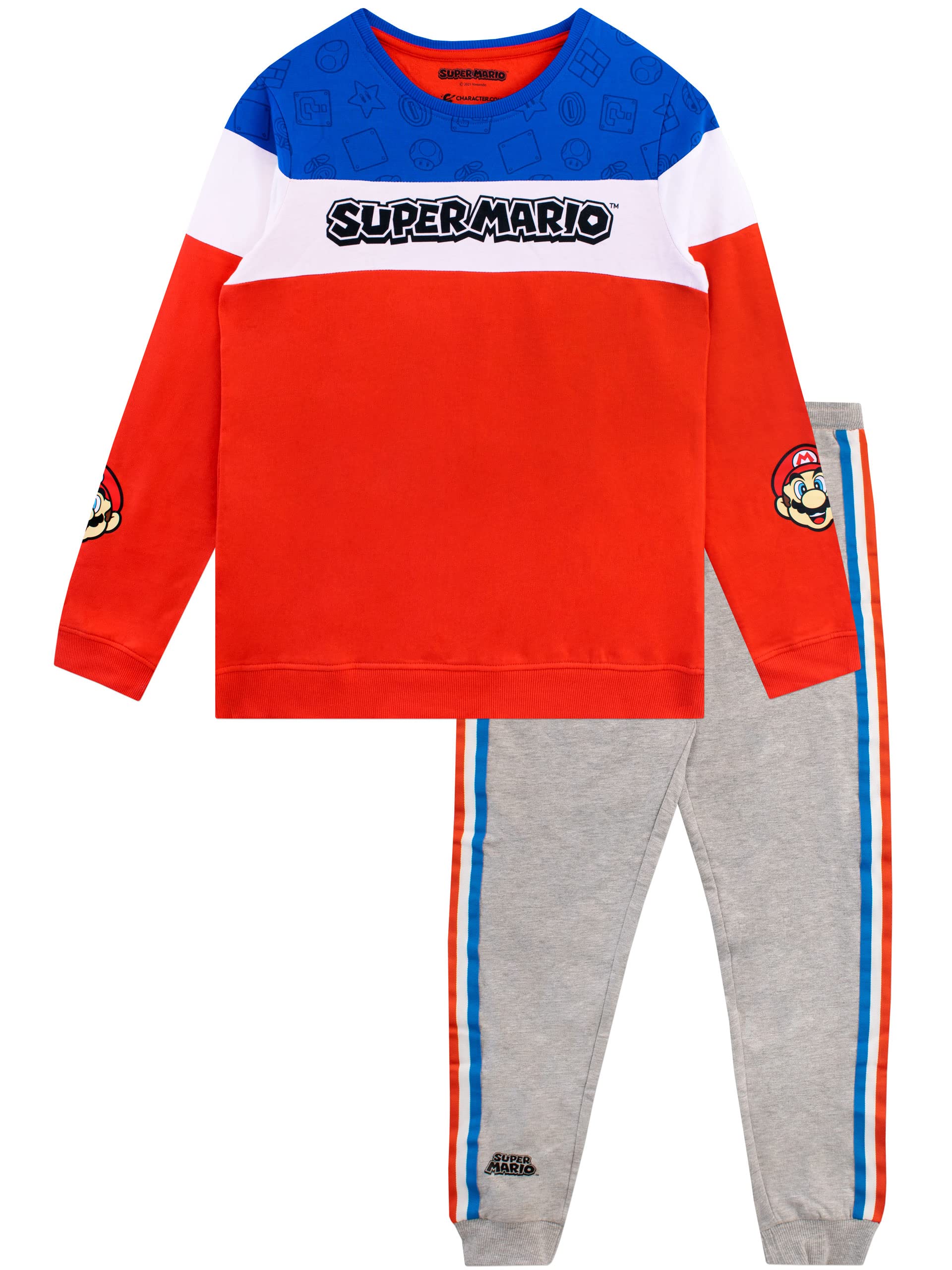 Super Mario Boys Gaming Sweatshirt & Joggers 2-Piece Outfit Set - Kids Video Game Character Costume & Lounge Wear (Multicolor, Size 5) - Perfect for Birthday Gifts, Cosplay & Casual Gaming Outfits