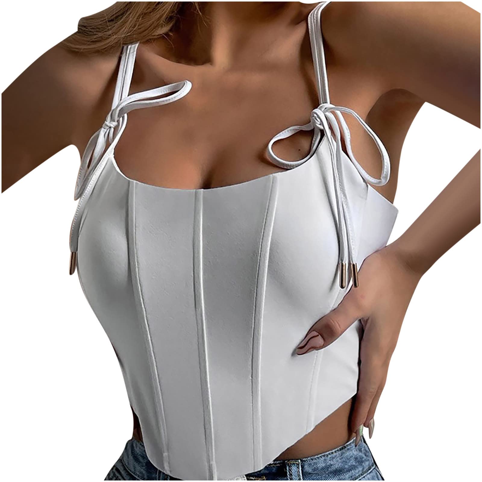 Women's Sexy Cropped Bandeau Tank Top - Summer Sleeveless Casual Solid Vest Blouse for Beach, Gym & Streetwear | Trendy Workout & Fashion Tee Shirt
