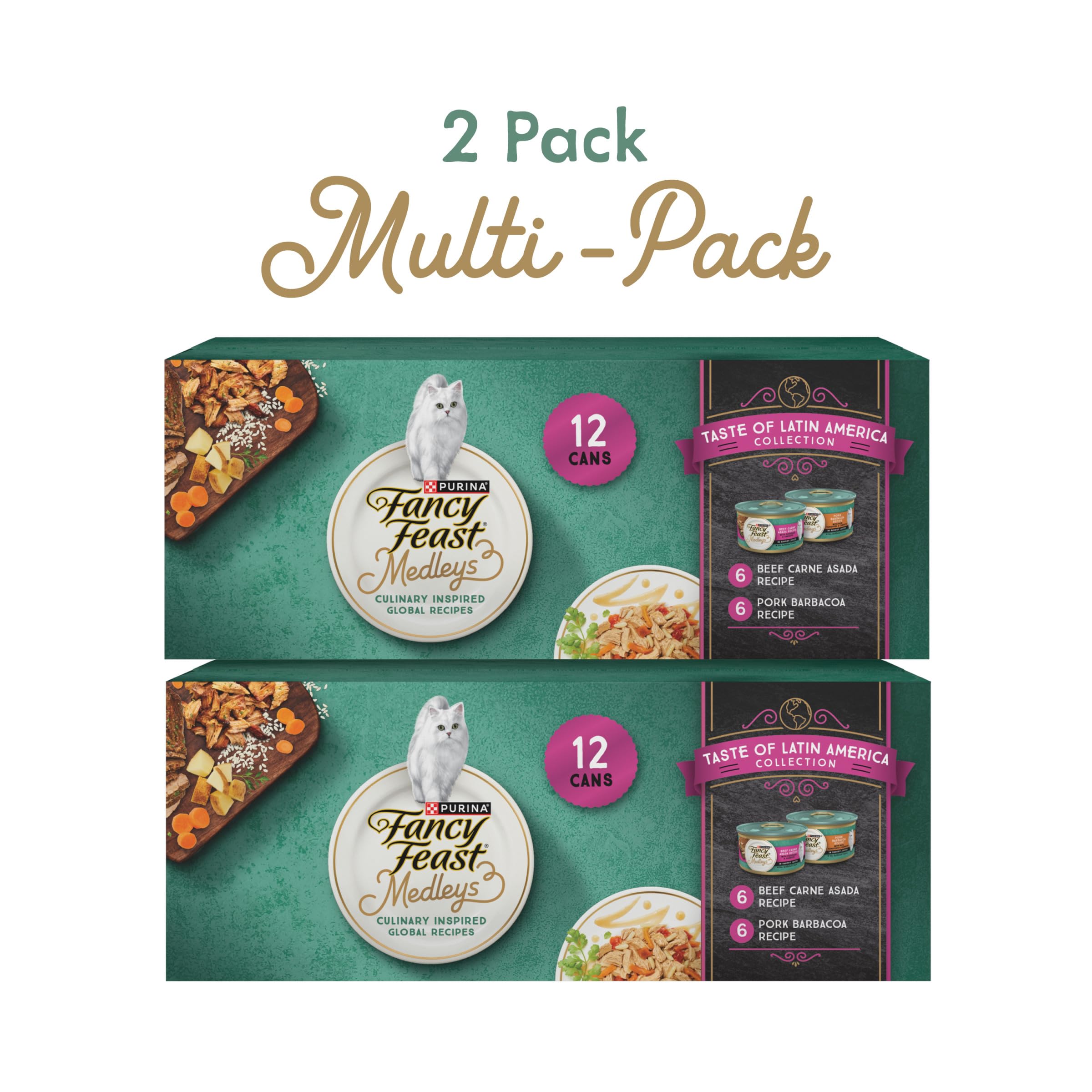Purina Fancy Feast Medleys Latin America Wet Cat Food Variety Pack - 12 Cans (Pack of 2) | Grain-Free Gourmet Cat Food for Adult Cats | Perfect for Picky Eaters & Special Occasions