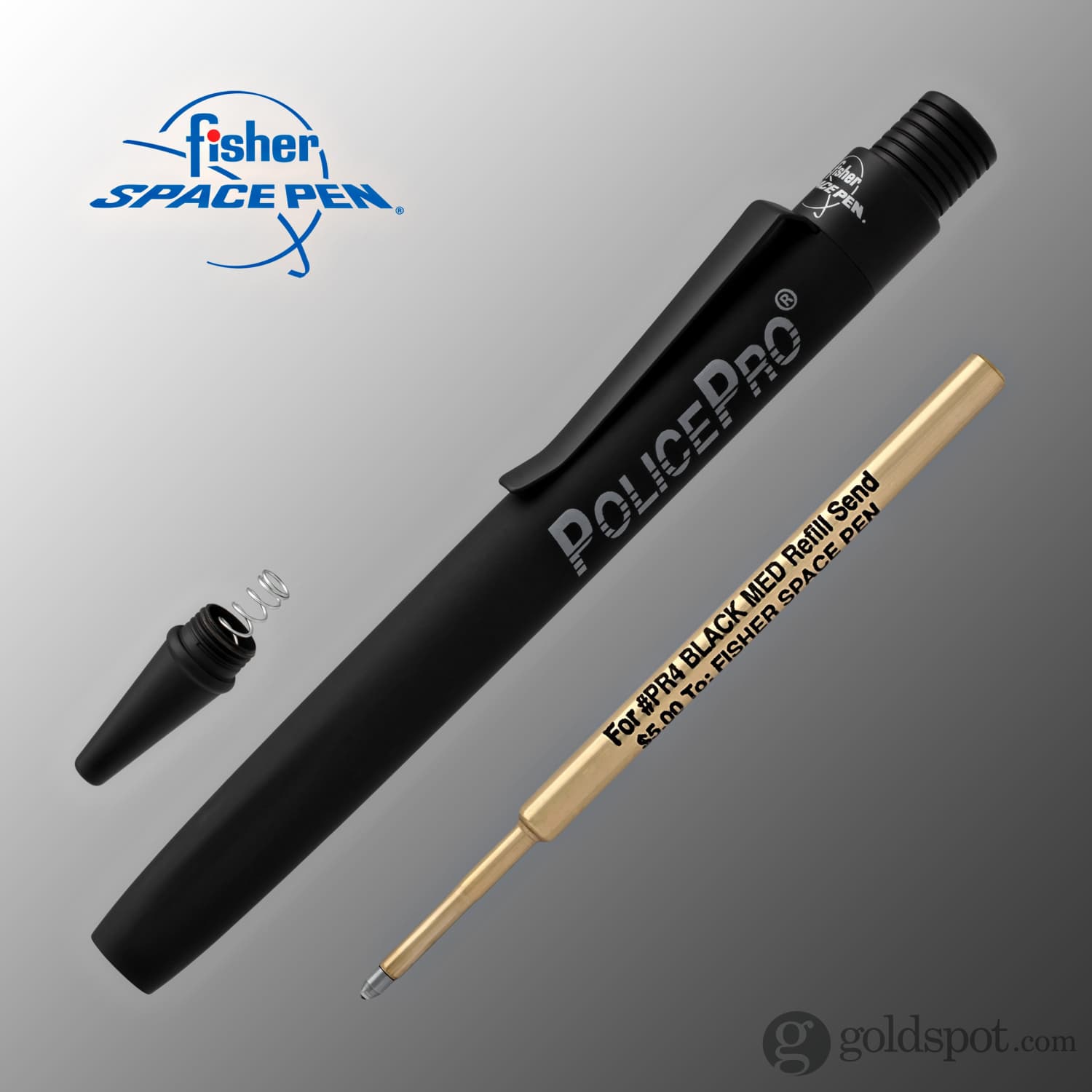 Fisher Space Zero Gravity Ballpoint Pen - Matte Black with Police Pro Imprint | Anti-Gravity Writing for Astronauts, Pilots & Outdoor Enthusiasts