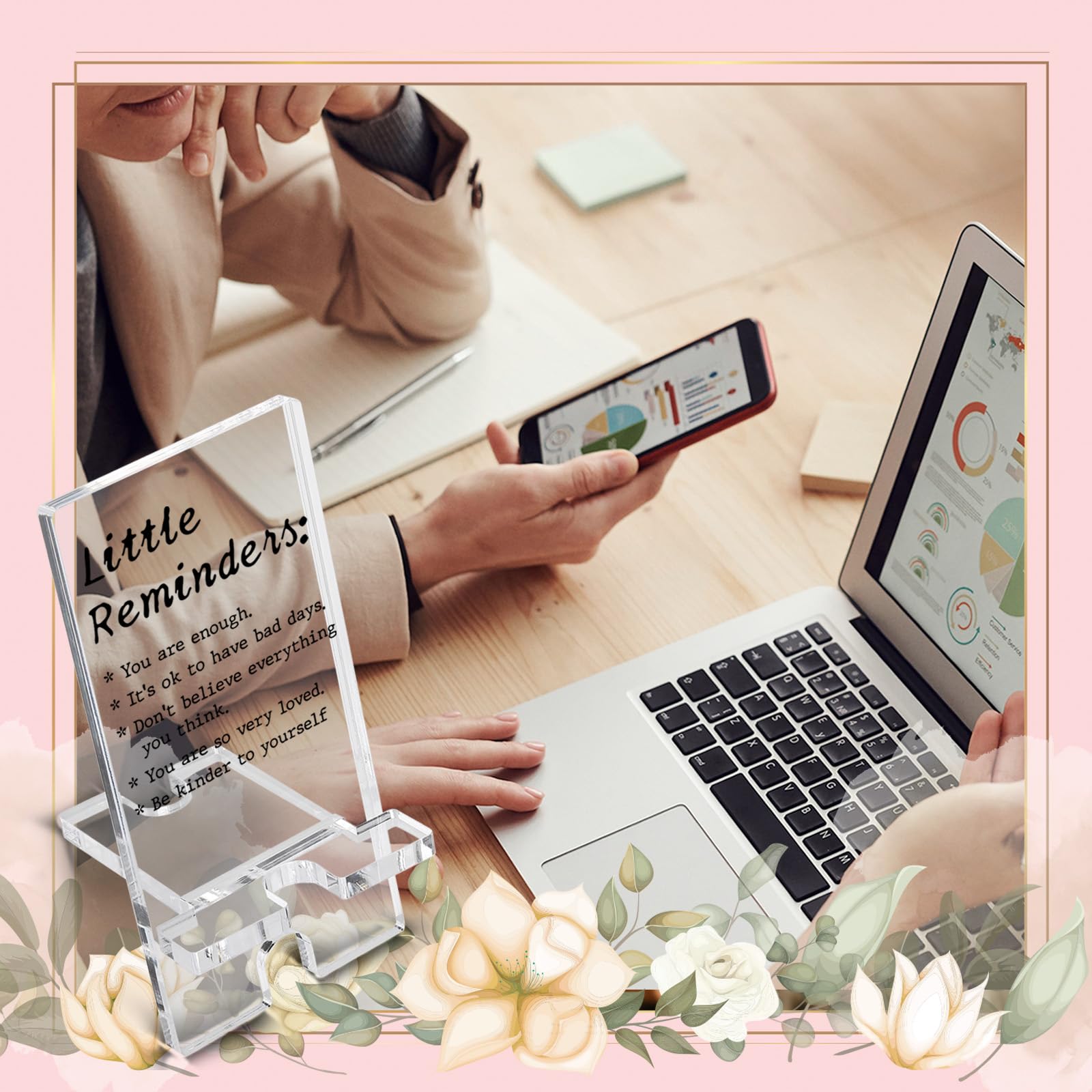 Vizuzi Inspirational Cell Phone Stand - Motivational Desk Phone Holder for Office, Cute Funny Desk Accessory Gift for Women, Coworkers & Friends (ZAA43) - Perfect for Work Desks, Home Offices & Gift Giving