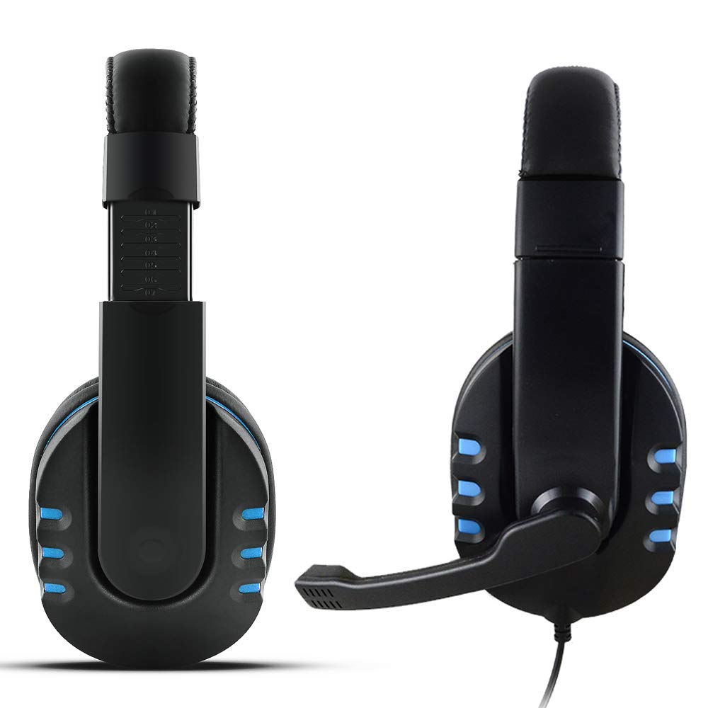 DaKuan 3.5mm Gaming Headset with Microphone - Over Ear Noise Cancelling Headphones for PC, PS4, Xbox One - Volume Control & Bonus 3.5mm Adapter Included - Perfect for Gaming, Streaming & Online Classes