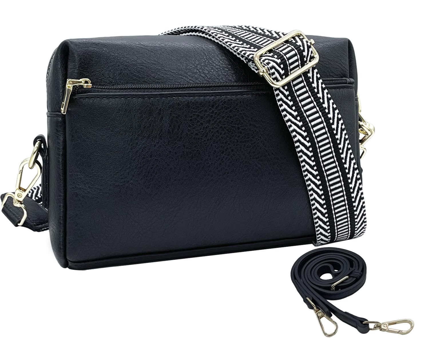 Women's Vegan Leather Crossbody Bag with Triple Zip & Adjustable Straps for Travel & Daily Use