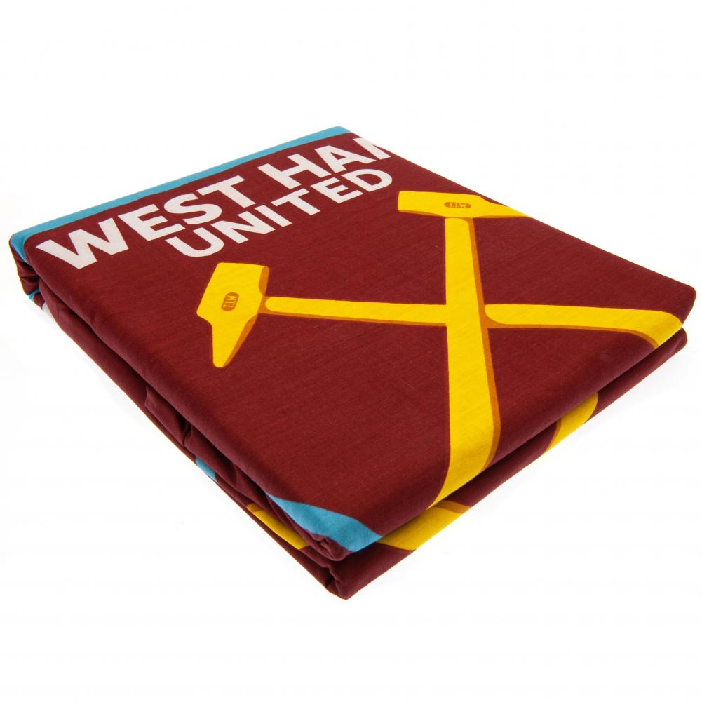 West Ham United Multi Crest Single Duvet Set - Official Football Bedding for Fans - Perfect for Bedroom Decor & Match Day Spirit